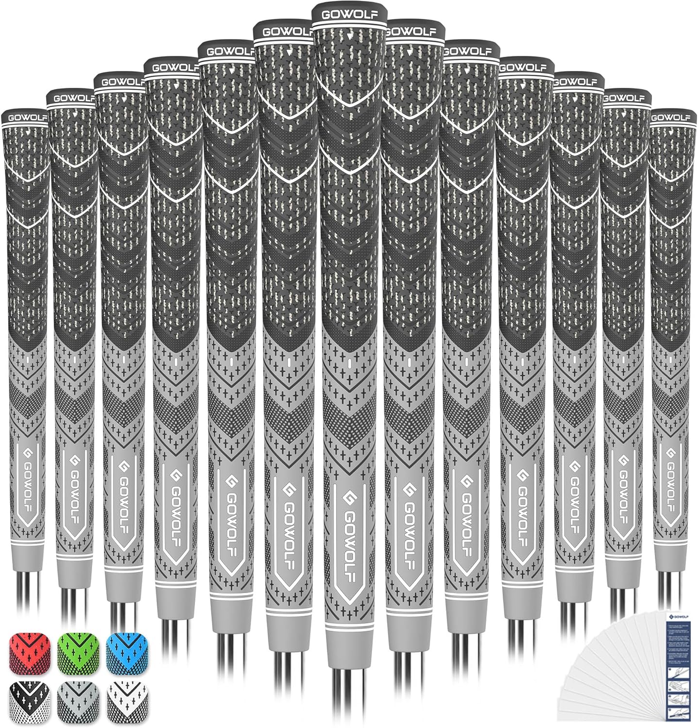 Gowolf Golf Grip Cord Rubber Multi-compound Golf Driver Irons Club Choose 13 Grips with 15pcs Tapes Or Full Kit choose one