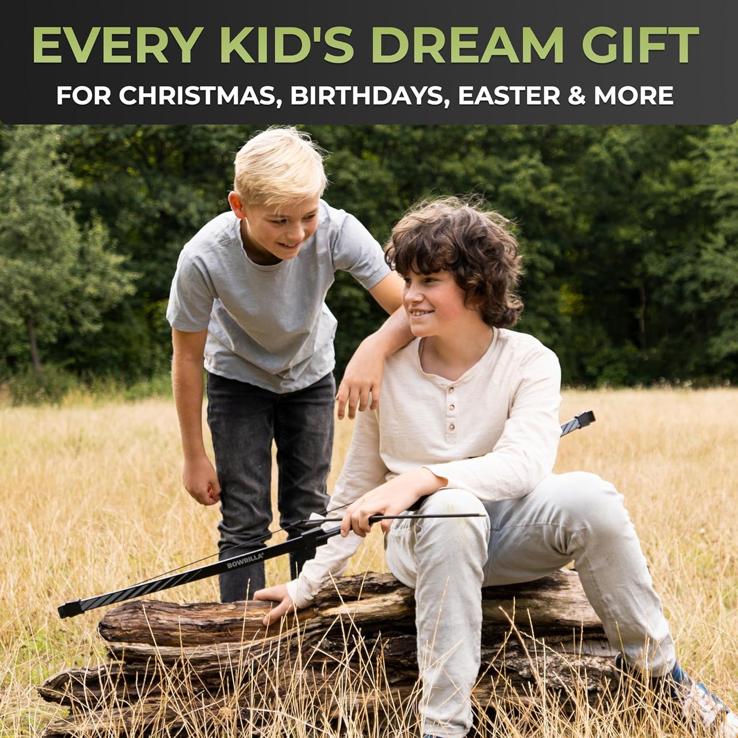 BOWRILLA® Bow and Arrow for Kids | Beginners Archery Set with 6 Arrows, Ideal for Kids & Teens 8 to 15 Years | 3-Piece Take-Down Recurve Youth Bow and Arrow Set, Perfect for Left & Right Handers