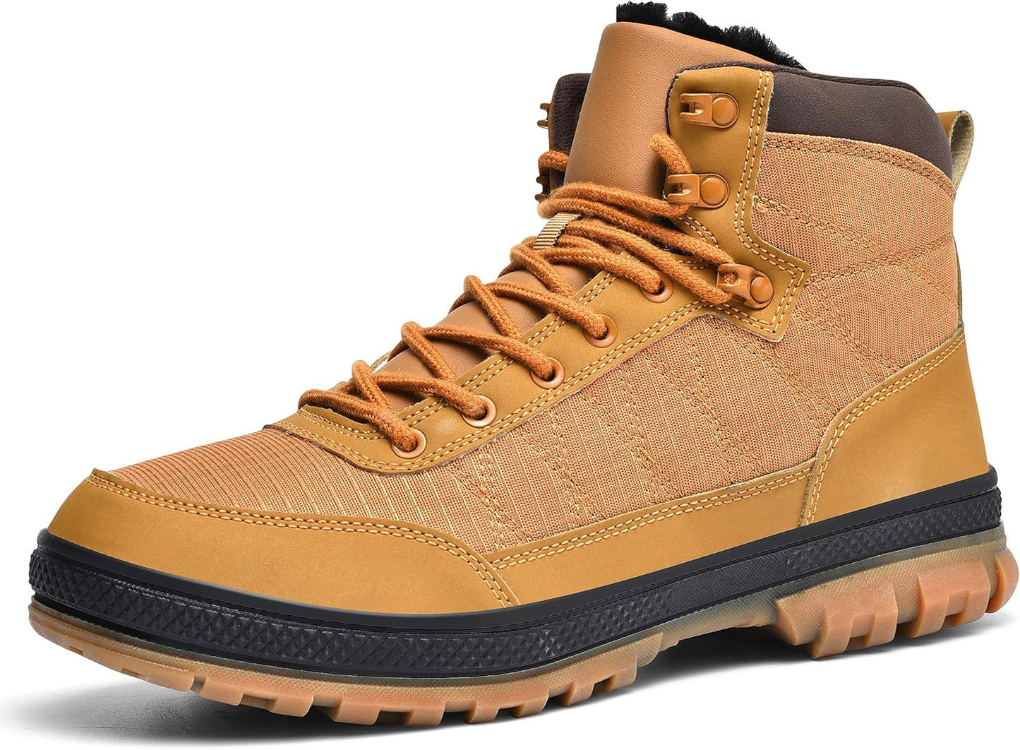 Wondamo Men's Snow Boots Lightweight Waterproof Winter Boots Fur Lined Anti-slip Cold Weather Shoes
