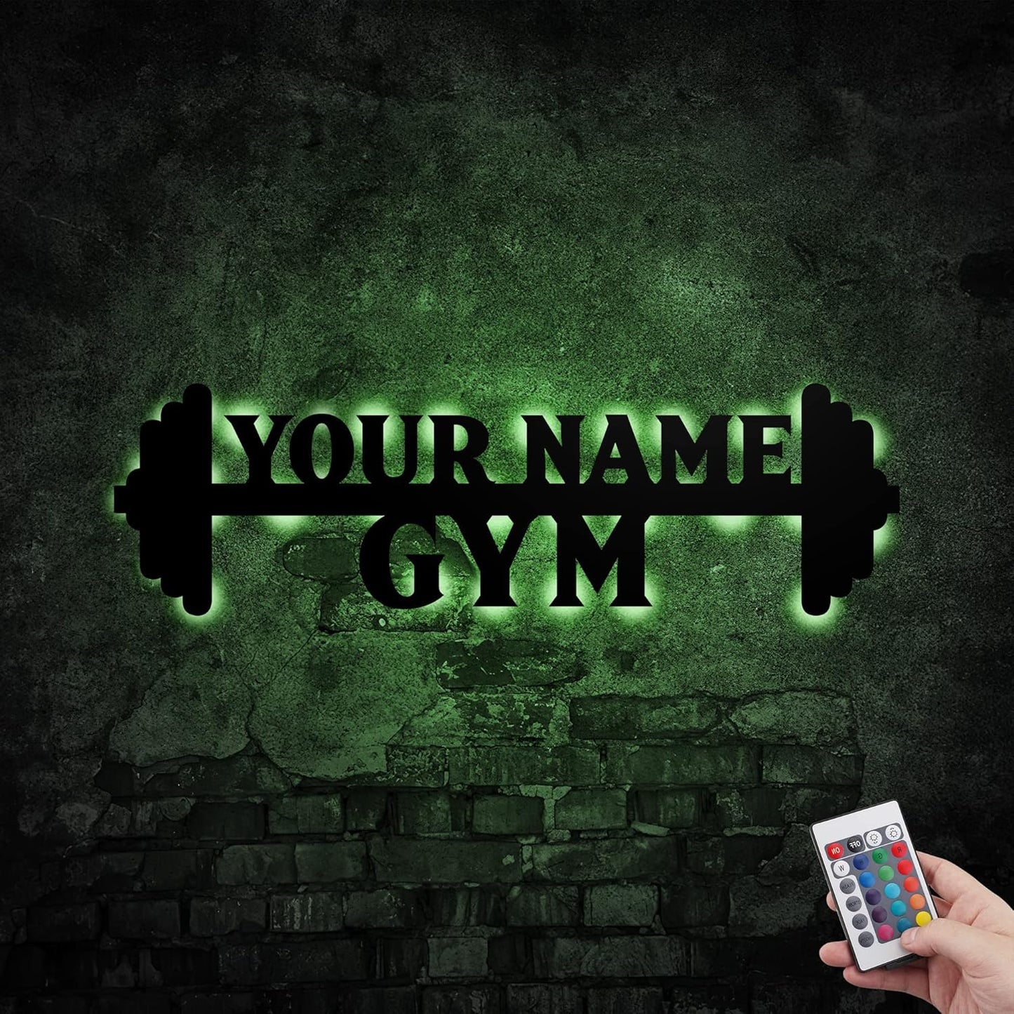 Personalized Home Gym LED Tin Metal Sign Multiple Sizes, Gym Sign Wall Decor, Exercise Workout Room Decor Fitness Center, Motivational Inspirational Hanging Wall Art Wall Plaque (02 w/lights)