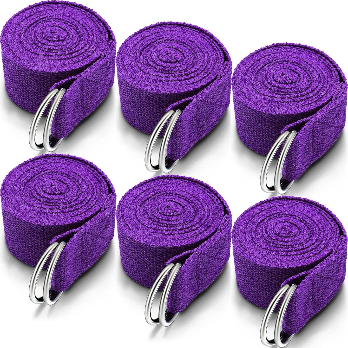 6 Pcs Yoga Strap for Stretching 8 Ft Yoga Exercise Adjustable Straps Bands with Safe Adjustable D Ring Buckle for Pilates Gym Workouts Fitness Improves Sitting Posture