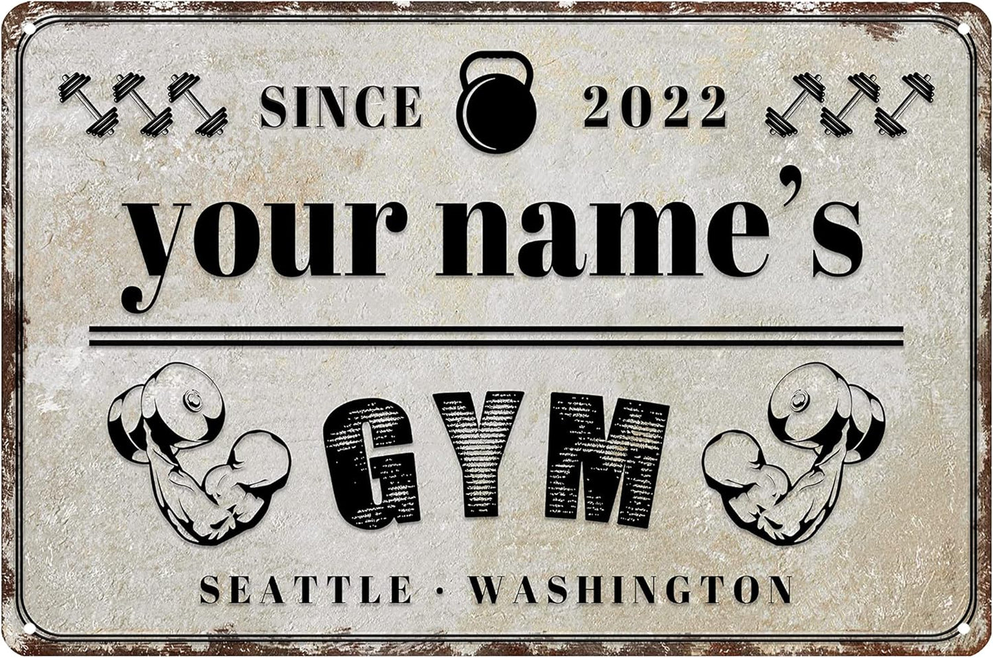 Custom Gym Sign Wall Art Decor Personalized Name Aluminum Metal Sign Retro Workout Room Fitness Center Tin Sign