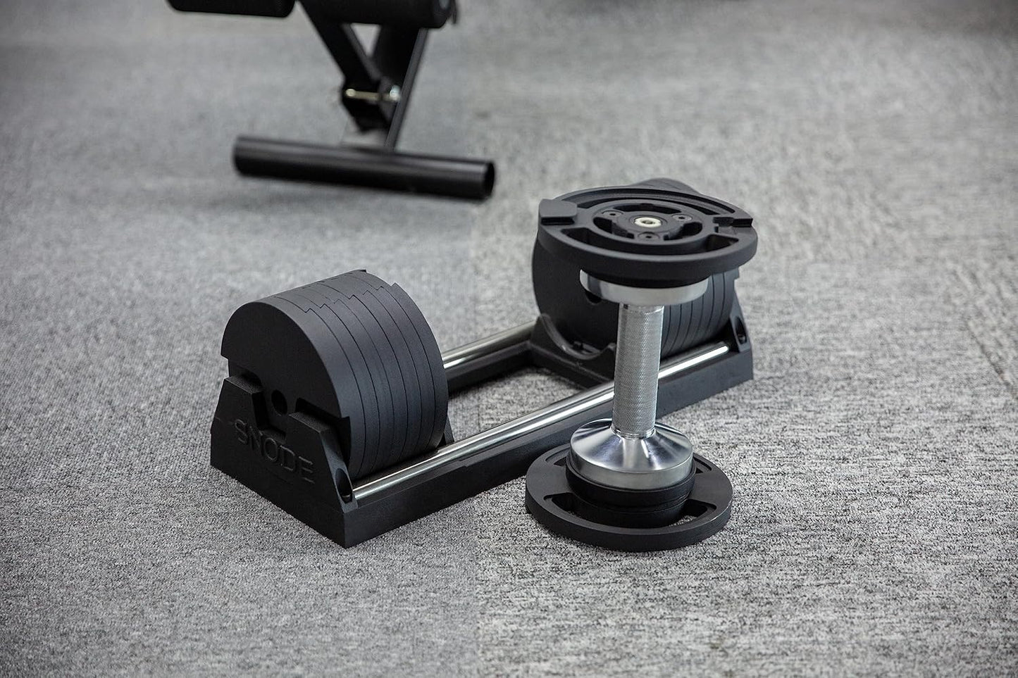 SNODE AD80 Drop Proof 80 lbs Adjustable Dumbbell Set -Adjustable Weights with Cast Iron Plates and Cradle, Knurled Handle, Fast Adjust, Compact Home Gym Equipment for Bench & Press
