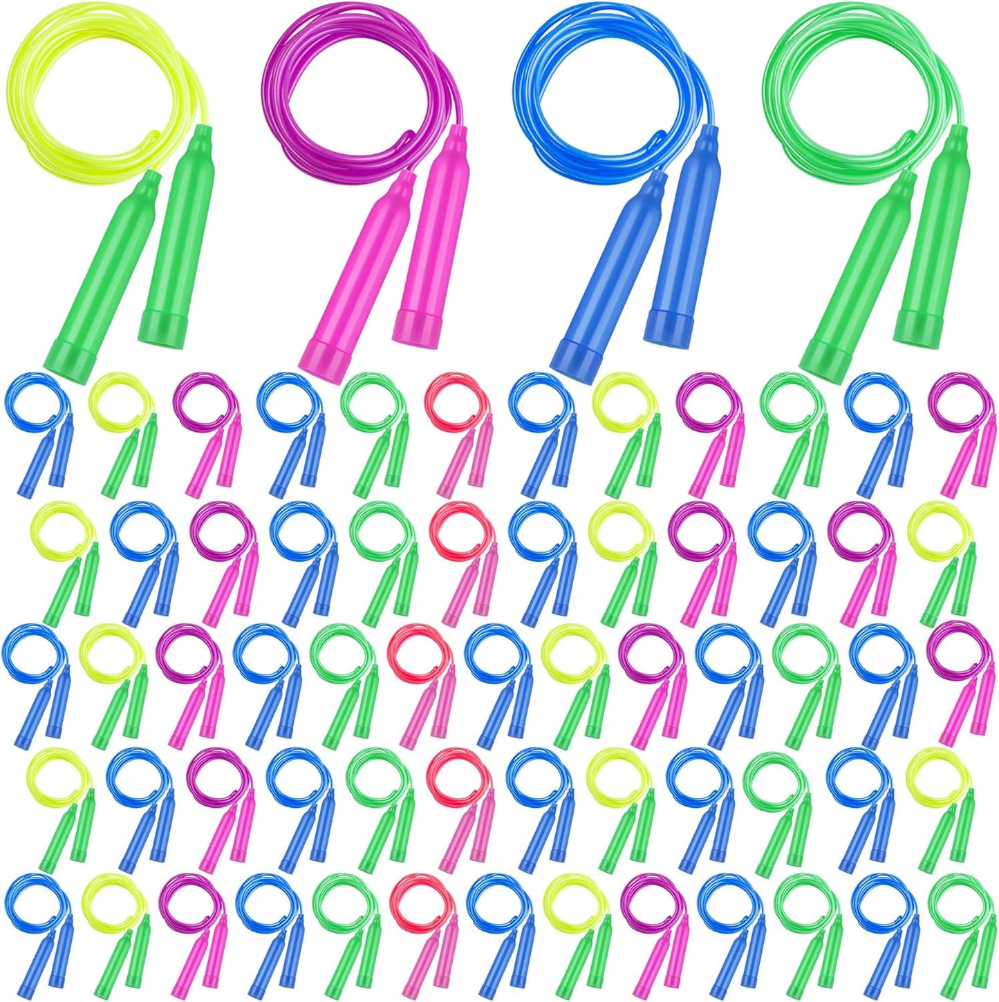 Elcoho 72 Pack Colorful Kids Jump Rope Set Great Party Favor Adjustable Plastic Kids Jump Rope Skipping Rope Outdoor Jump Ropes Great Party Favor
