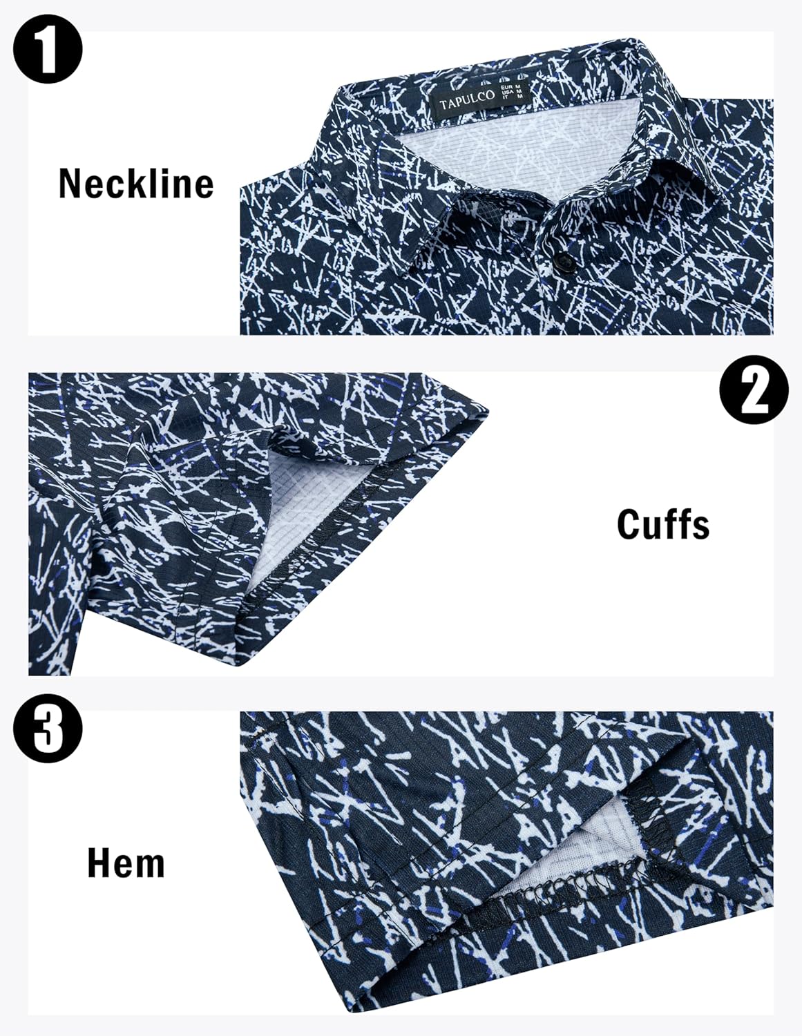 TAPULCO Mens Quick Dry Polo Shirts Camouflage Pattern Performance Athletic Lightweight Breathable Casual Golf Tshirts