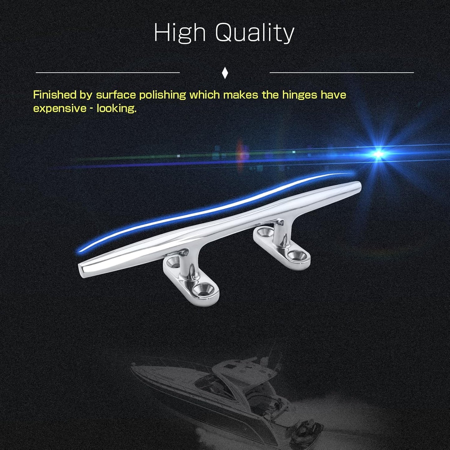 AMYSPORTS Heavy Rope Dock Cleat Marine Open Base Dock Cleats Stainless Steel Hardware Boat Cleat Mooring Kayak SUS316