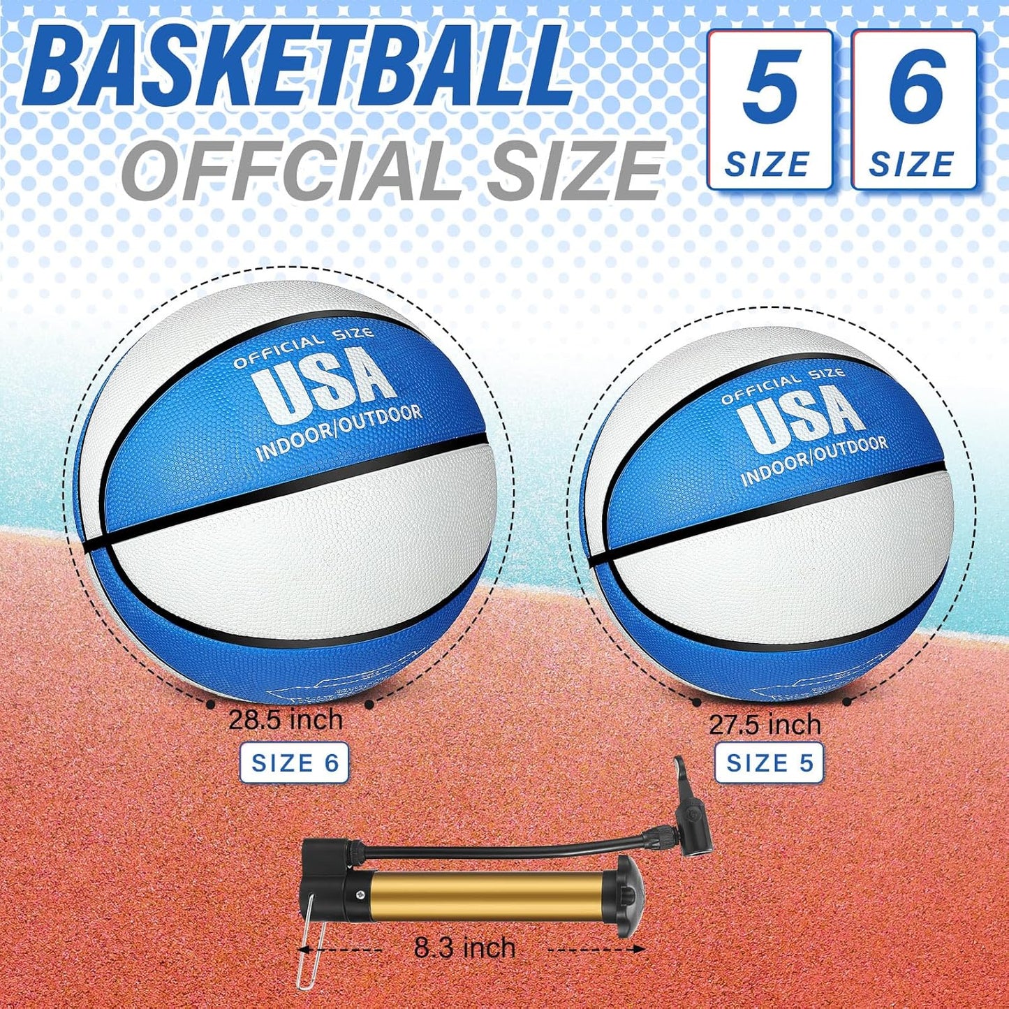 Libima 4 Pcs Rubber Basketball with Pump Official Size Indoor Outdoor Basketball Game Practice Training Kid Teen Women Men Streetbball Sport Gift Back to School