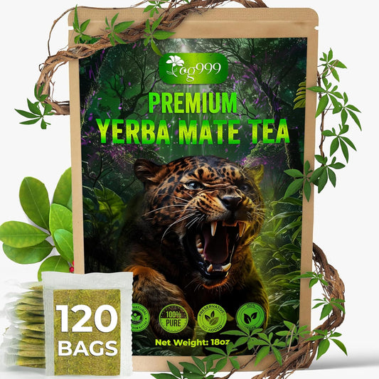 TOG999, 120 Tea Bags Yerba Mate, Hi-Caffeine, Unsmoked Yerba Mate Tea Bags, Super-Green Yerba Mate, No Dust, Fresh - Never Aged (Ilex Paraguariensis), Cultivated from Argentina - Rich in Antioxidants and Plant Nutrients.