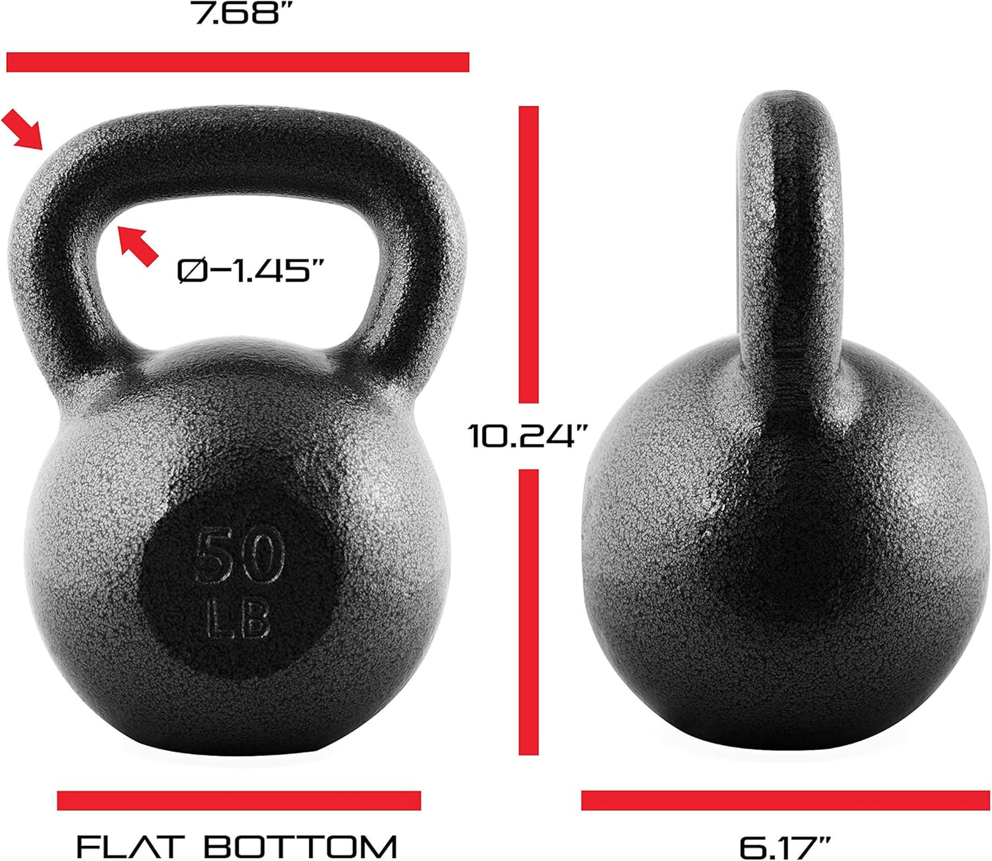 WF Athletic Supply Hammerstone Painted Cast Iron Kettlebells, Home & Gym Equipment, Great for Strength Training, Full Body Workout & Crossfit Training, Color & Size Options Available in 10-80 Pounds