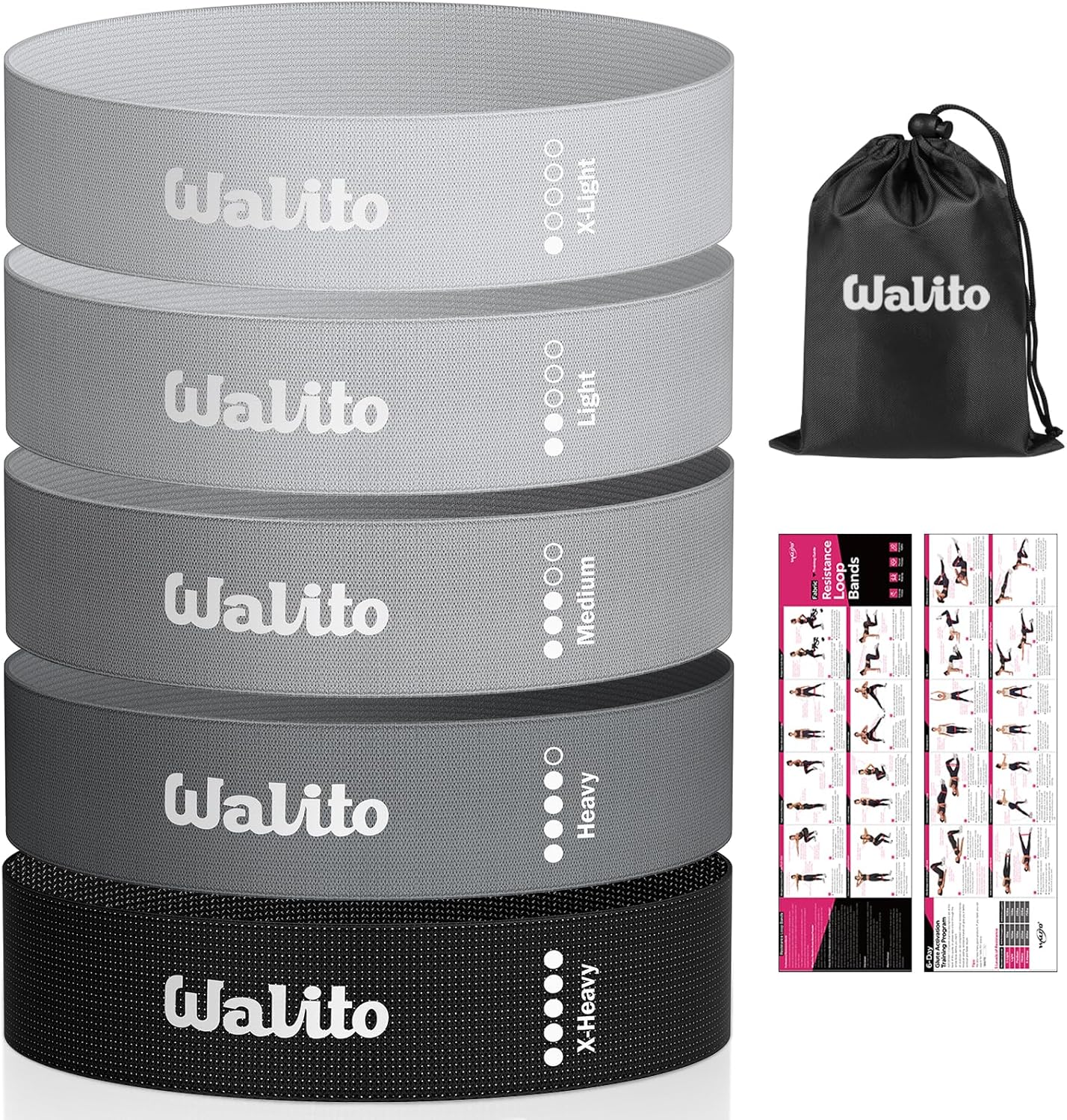 Fabric Resistance Bands for Working Out - Booty Bands for Legs -Glutes Training for Women and Men - Exercise Bands for Squats, Yoga, Physical Therapy -Home Gym Fitness