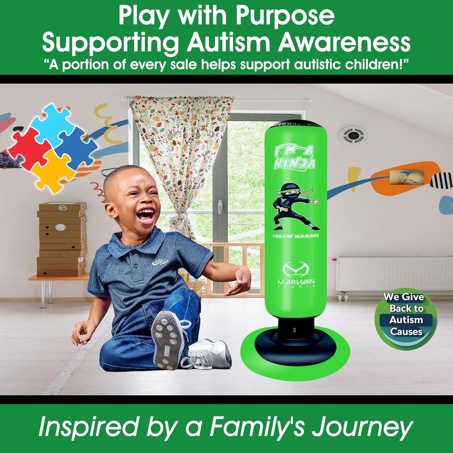 Durable Inflatable Kids Punching Bag for Karate and Boxing – Bounce-Back Martial Arts Bag for Boys and Girls, Great Birthday Gift to Relieve Energy and Build Skills for Boys Ages 4-12