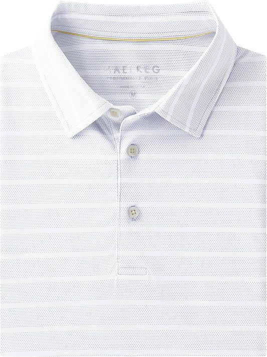 M MAELREG Golf Shirts for Men Short Sleeve Dry Fit Casual Striped Performance Moisture Wicking Collared Mens Polo Shirts