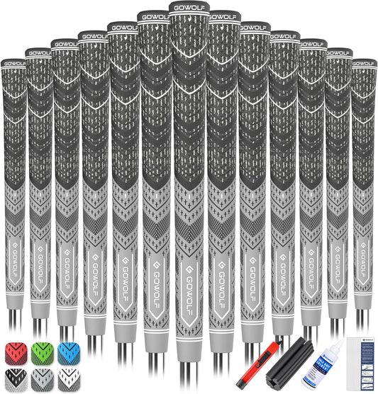 Gowolf Golf Grip Cord Rubber Multi-compound Golf Driver Irons Club Choose 13 Grips with 15pcs Tapes Or Full Kit choose one