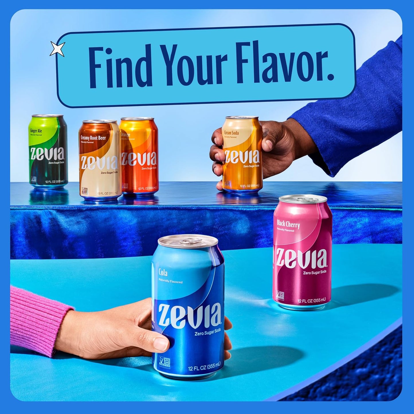 Zevia Zero Sugar Soda, Cola, 12 oz Cans (24-Pack) – Naturally Sweetened, Zero Calorie Sugar Free Soda - Non-GMO Project Verified, Gluten-Free, Vegan