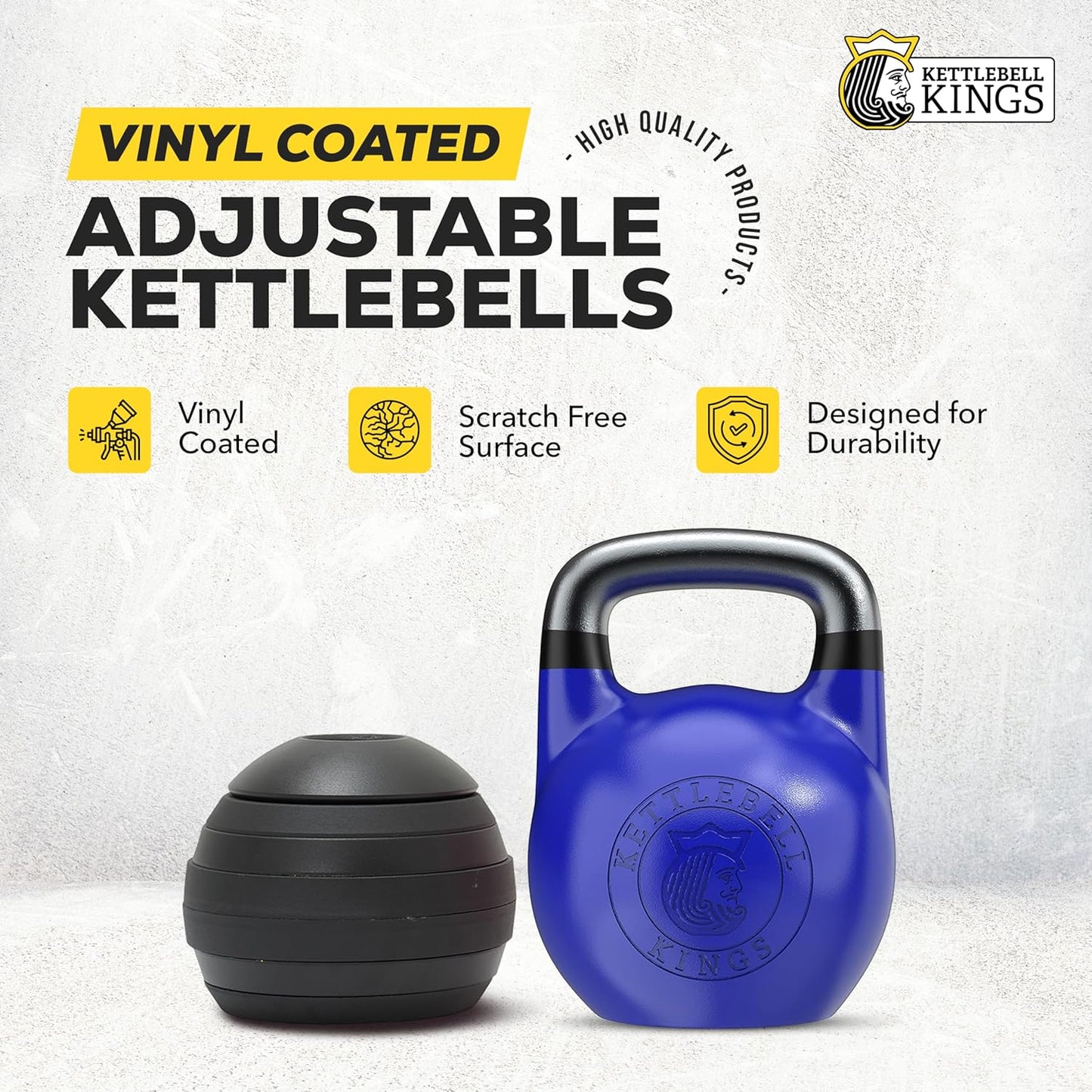 Kettlebell Kings Competition Kettlebells Weight (33mm handle) 4-32 KG | Hand weights Workout Gym Equipment & Strength training sets for Women & Men | Weights set for Home Gym