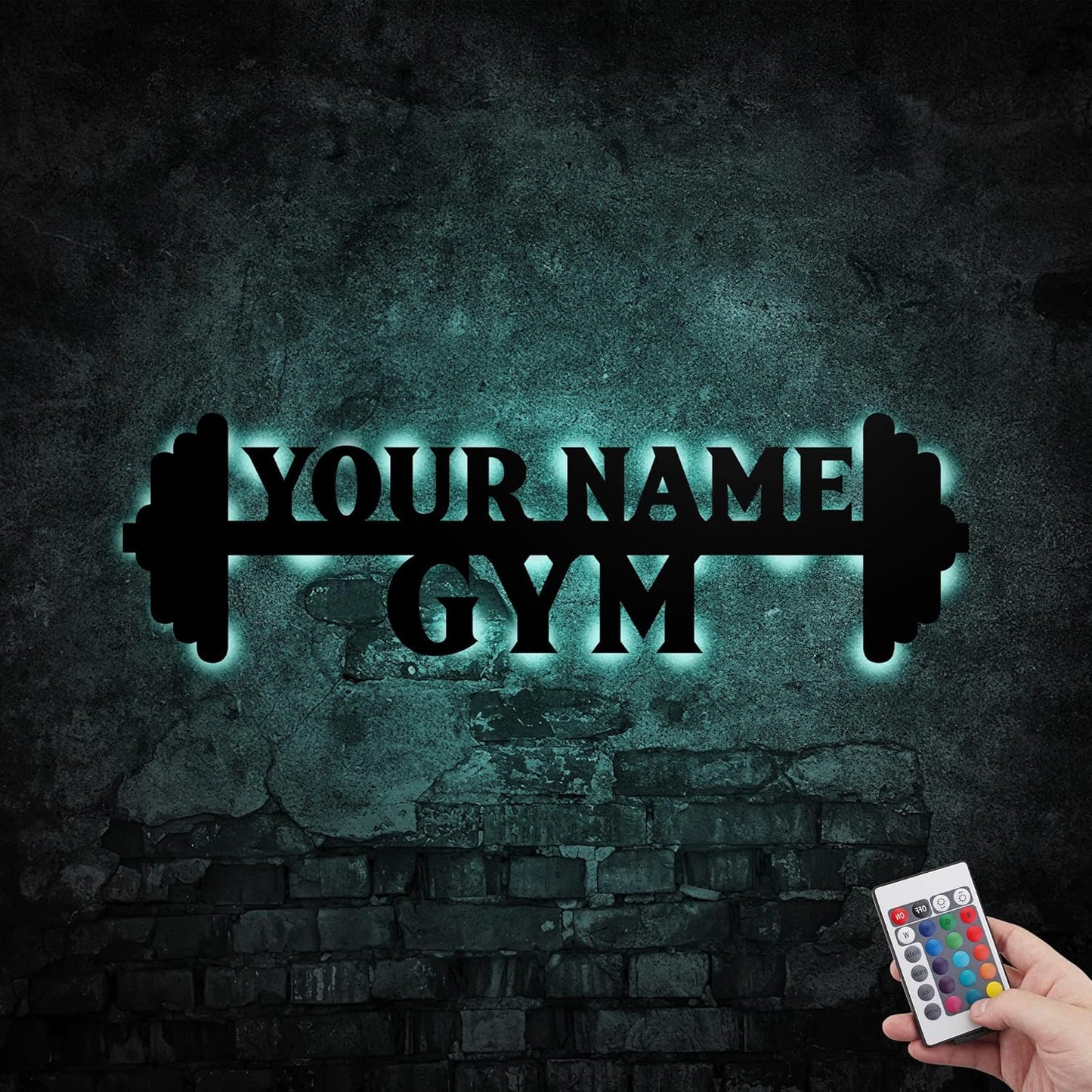 Personalized Home Gym LED Tin Metal Sign Multiple Sizes, Gym Sign Wall Decor, Exercise Workout Room Decor Fitness Center, Motivational Inspirational Hanging Wall Art Wall Plaque (02 w/lights)