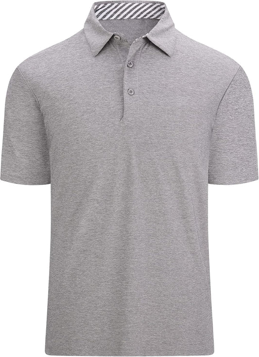 WARHORSEE Golf Polo Shirts for Men Short Sleeve Wrinkle Free 4 Way Stretch Moisture Wicking Performance Collared Tshirts
