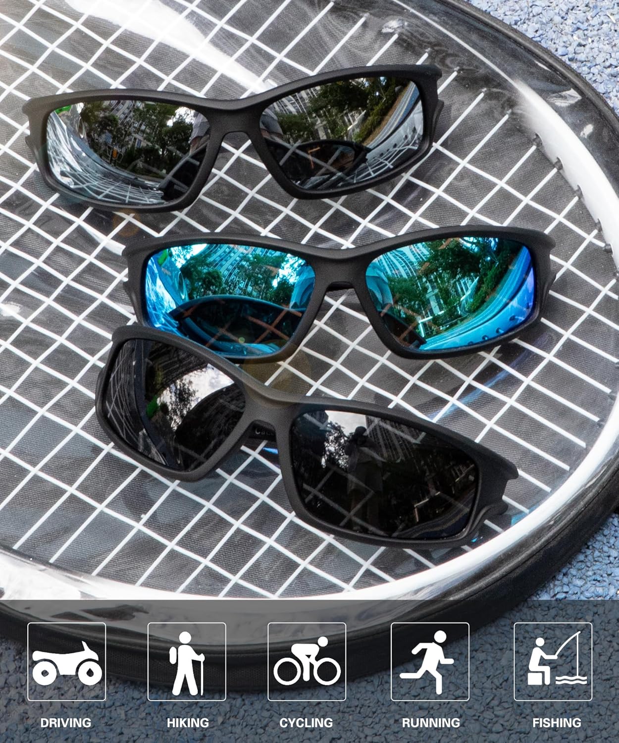 Polarized Sunglasses Men, Sports Sun Glasses Womens UV400 Protection for Fishing Running Driving