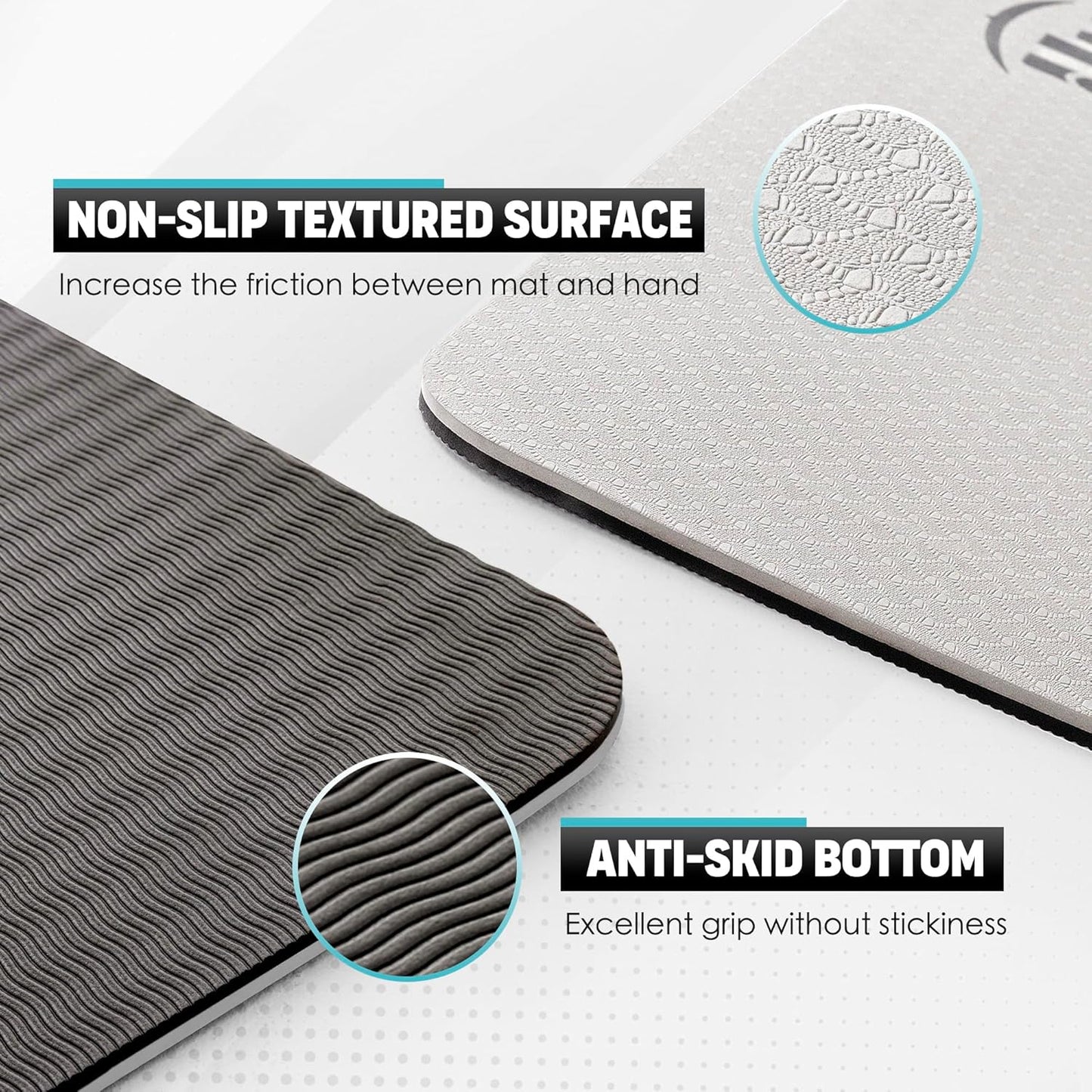 Large Yoga Mat for Men and Women 1/4 & 2/5 Inch Extra Thick TPE Fitness Mat for Home Gym Workout, Non-Slip, Eco Friendly Exercise Mat for Yoga, Pilates, Stretching, Meditation