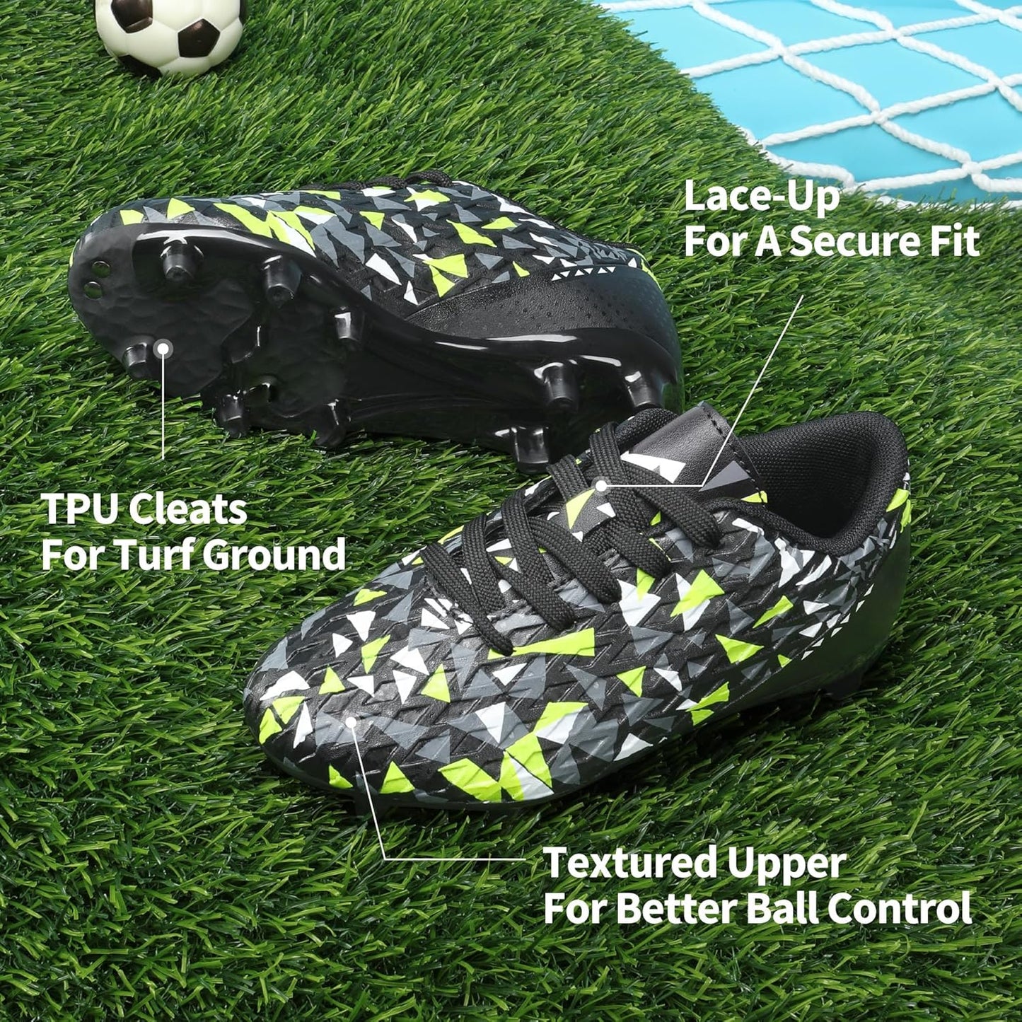 DREAM PAIRS Boys Girls Soccer Cleats Youth Firm Groud Athletic Outdoor Trainning Football Shoes for Little/Big Kid