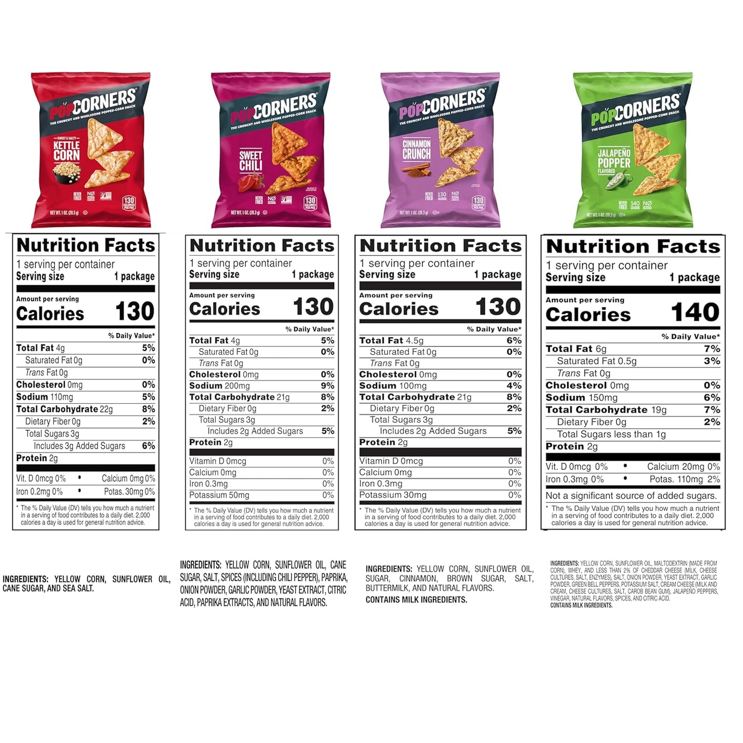 PopCorners Popped Corn Snacks, Sweet Heat Variety Pack, Gluten Free, 1 Oz (Pack of 20)