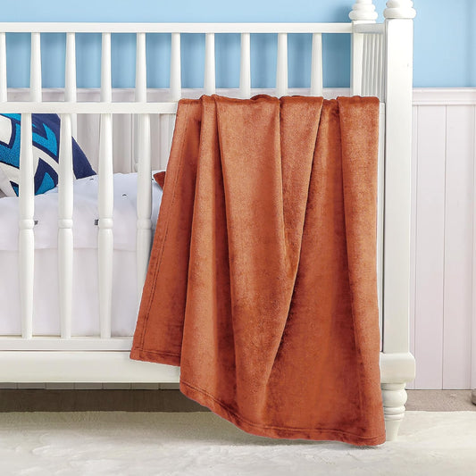 Bedsure Bedding Fleece Blanket for Girls and Boys - Soft Cozy Cute Small Throw Blankets for Travel, 43x55 Inches, Burnt Orange