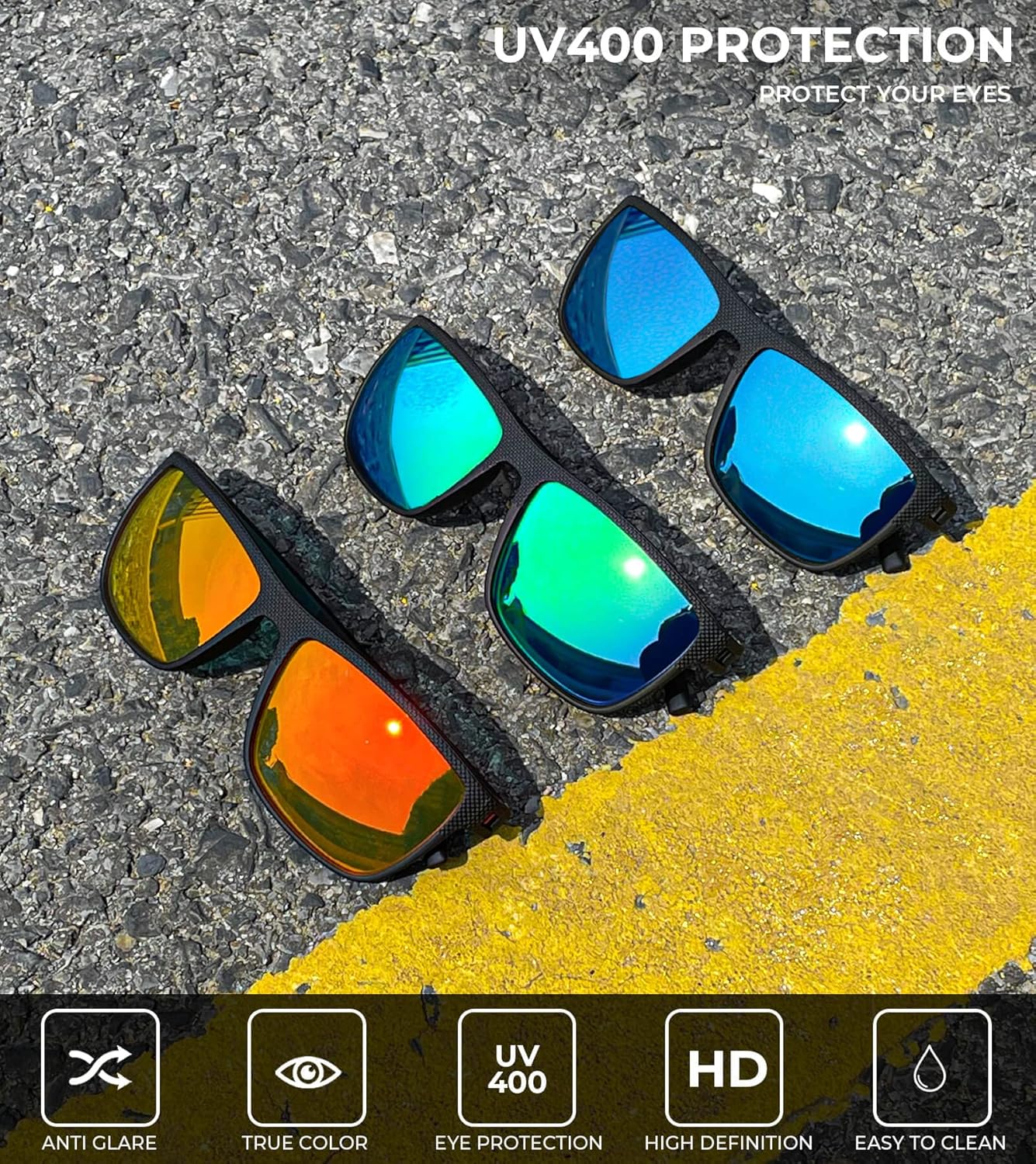 KALIYADI Polarized Sunglasses for Men, Lightweight Sun Glasses with UV Protection for Driving Fishing Golf