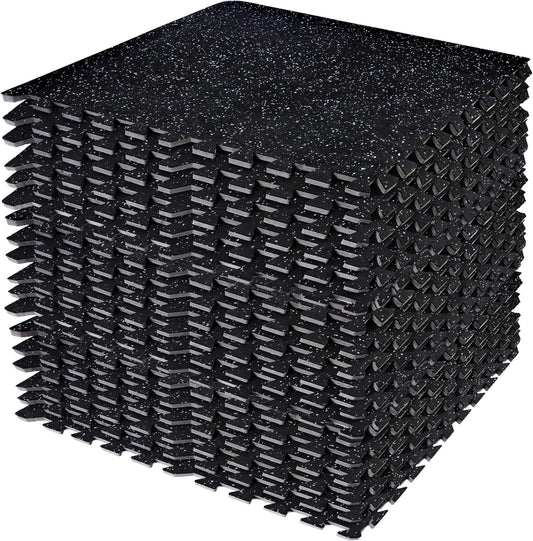 Sivan Fitness 1/2" Thick Rubber Top High-Density EVA Foam Gym Flooring for Home Gym - 48 Sq Ft Exercise Mat Tiles for Workout, Yoga, MMA, Heavy Exercise Equipment Mat - 12 Interlocking Gym Floor Mat