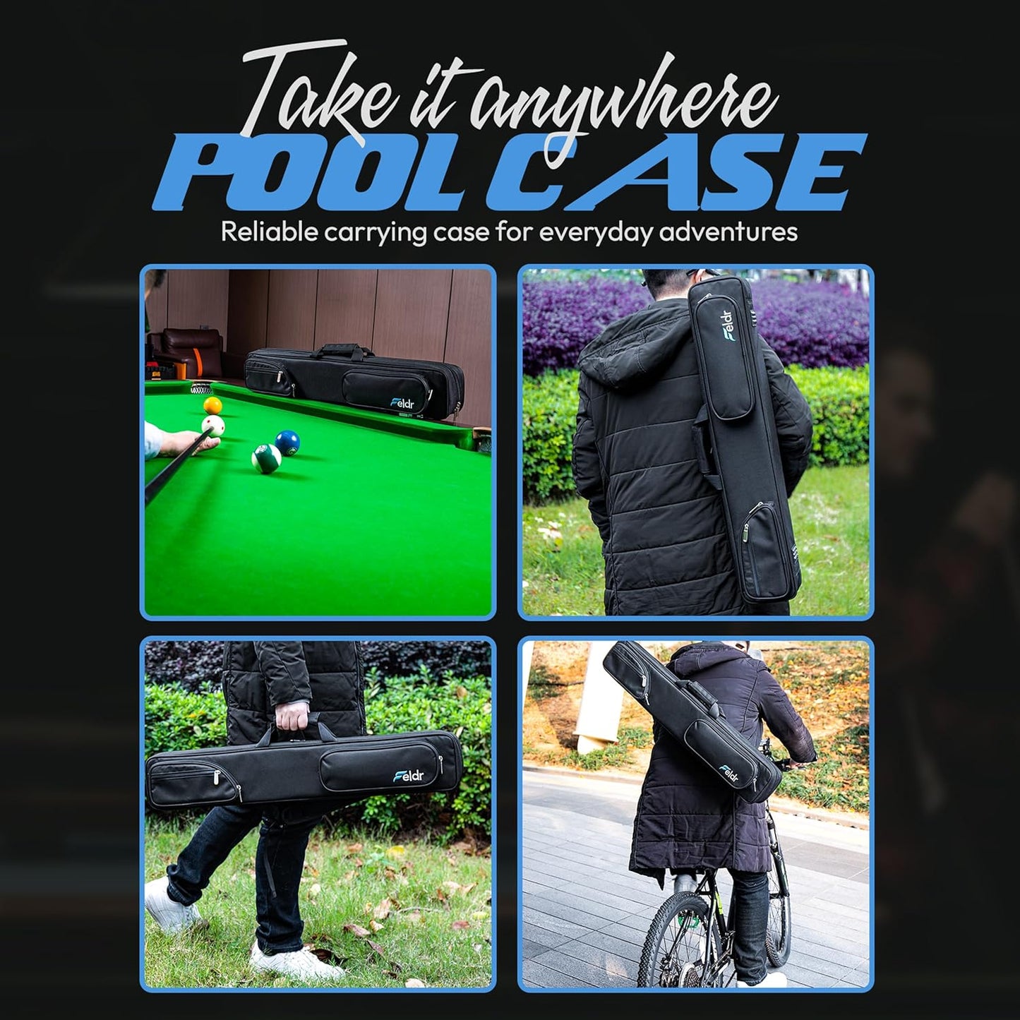 Obsidian Carbon Fiber Pool Cue Stick 57" Billiard Cue Sticks Professional Low Deflection Pool Sticks with 12.5mm Tip, Microfiber Cloth, Gloves, Pool Cue Case & Pool Cue Chalk for Adults