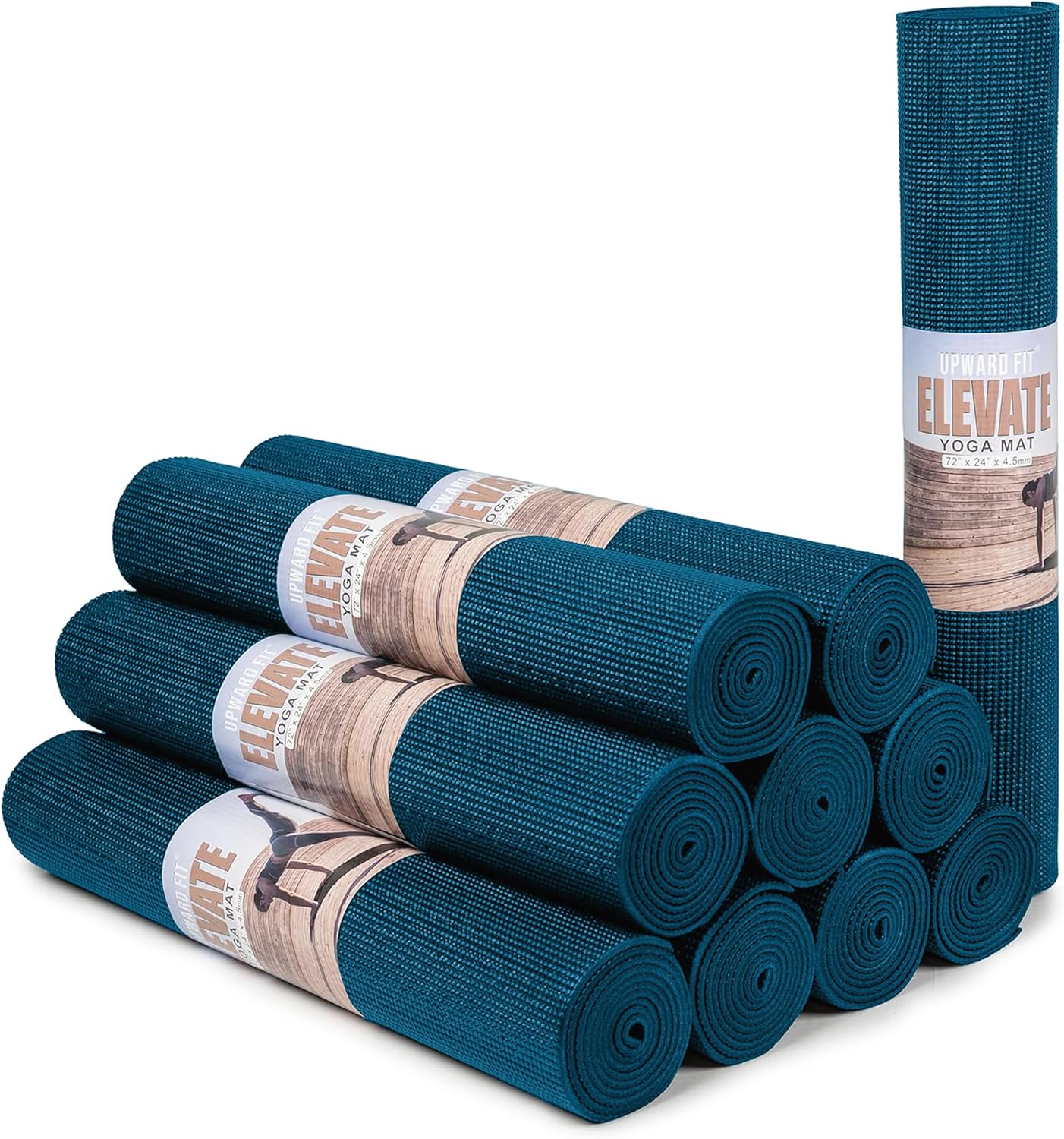 Elevate Yoga Mats, 10 Pack, 72" Long x 24" Wide, 4 mm Thick, Non-Slip and Easy to Clean Gym Mats for Schools and Studios