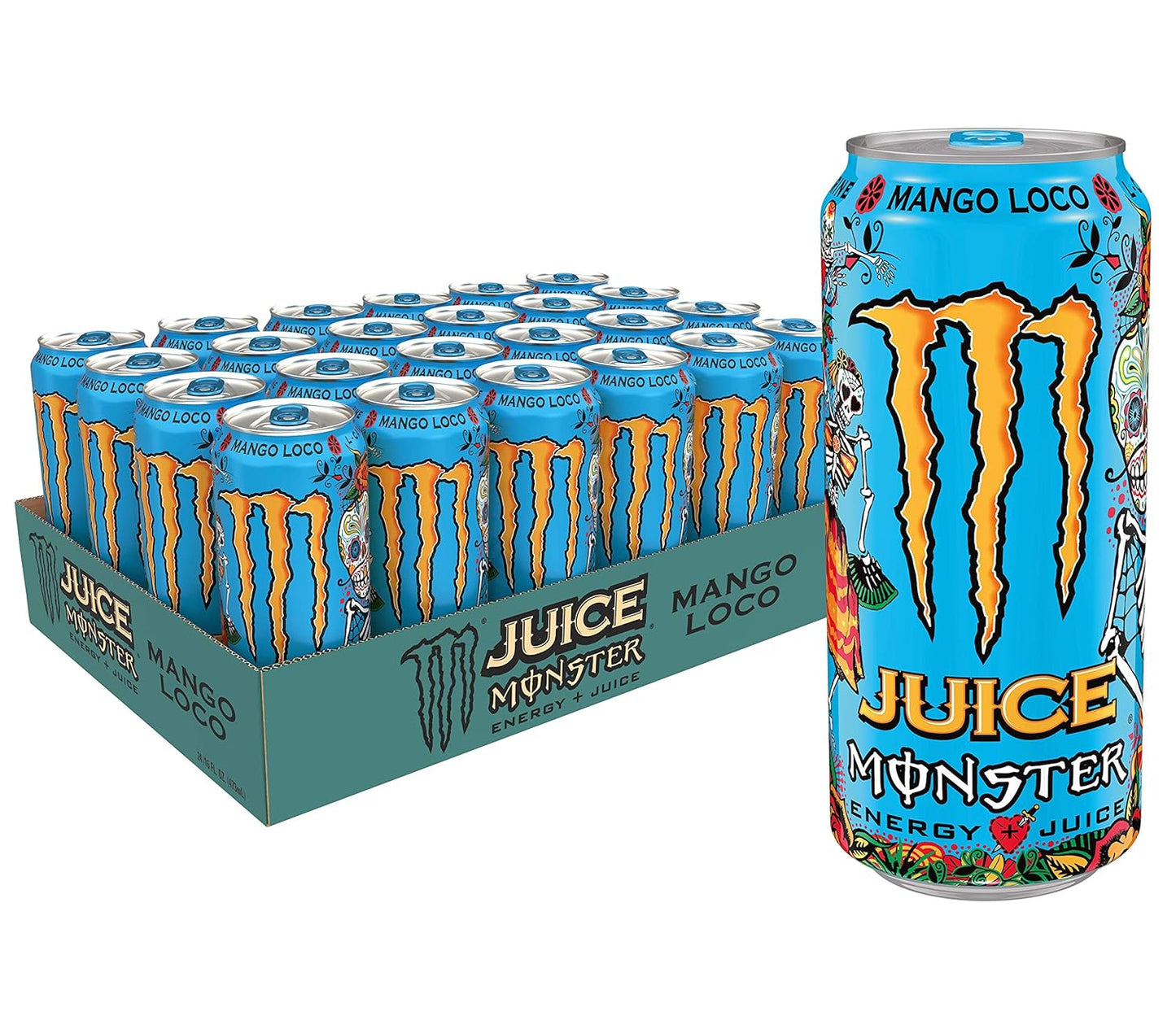 Monster Energy Juice Monster Mango Loco, Energy + Juice, Energy Drink, 16 Ounce (Pack of 24), 384 Ounce