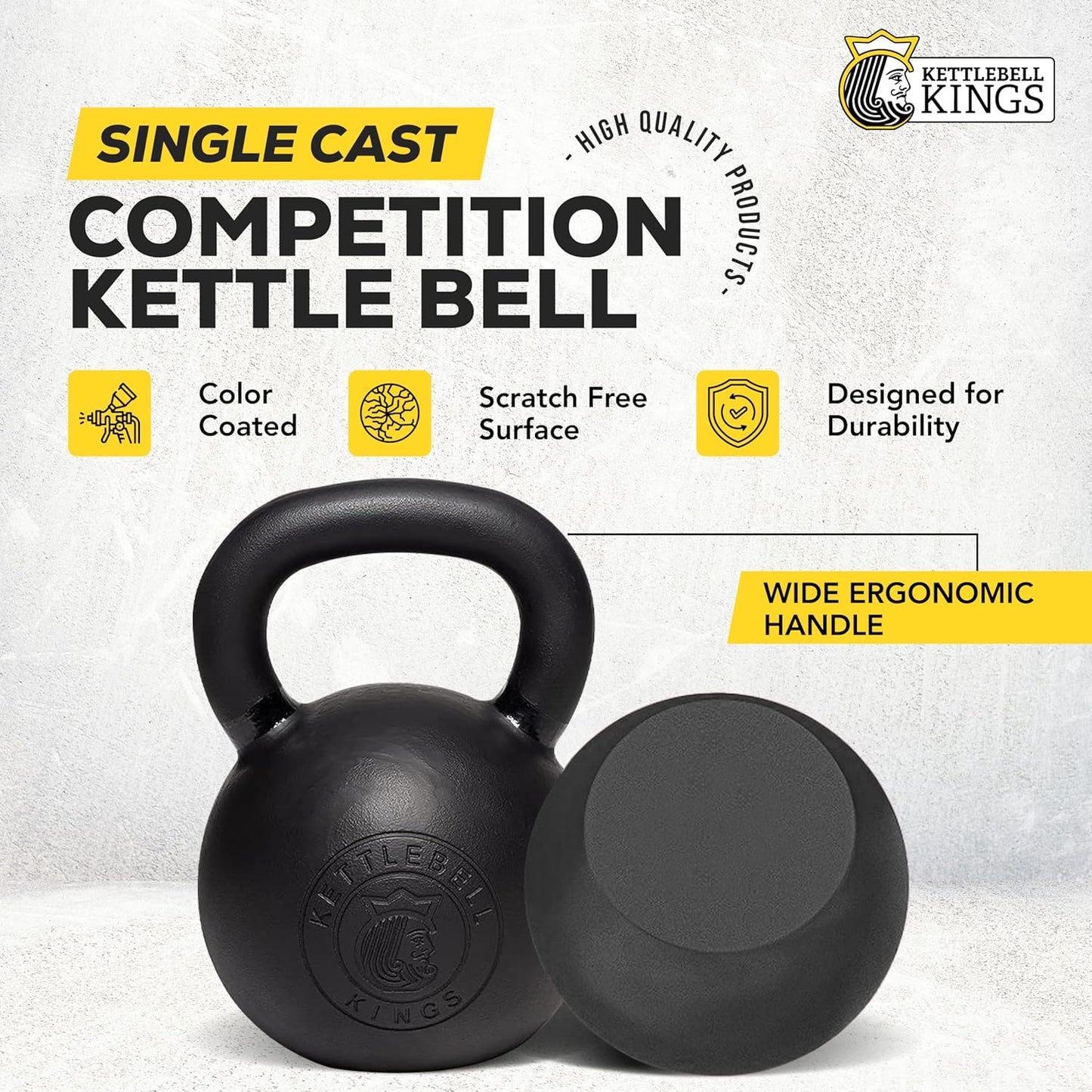 Kettlebell Kings Powder Coated Kettlebell Weights - 9-97 lb Strength Training Kettlebells for Men and Women - Hand Weights Workout Gym Equipment - Weights Set for Home Gym- New