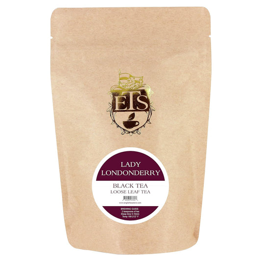 English Tea Store - Lady Londonderry Loose Leaf Black Tea | Floral Strawberry Lemon Blend | Afternoon Tea Favorite | Medium Caffeine | 4oz Resealable Pouch