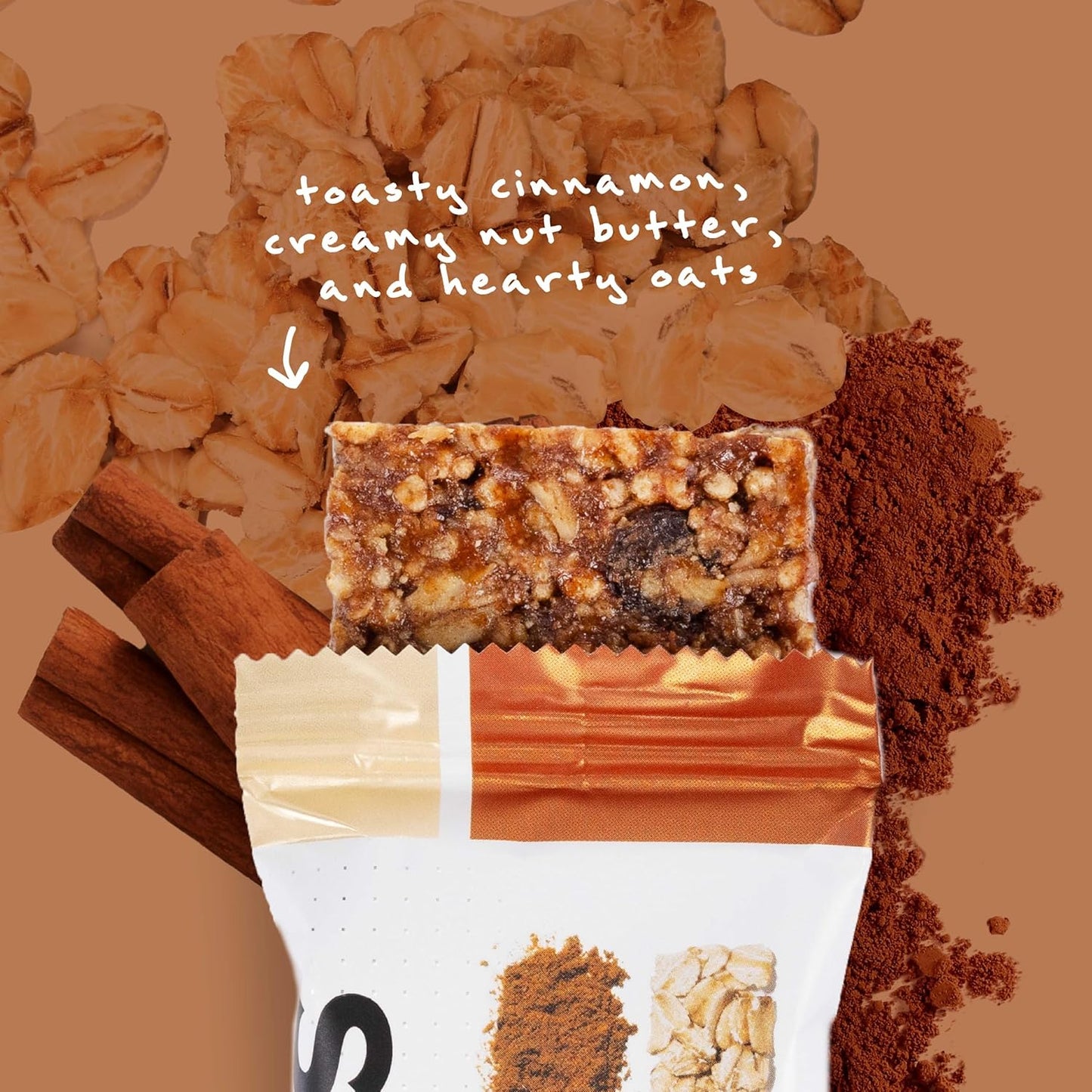 Skratch Labs Energy Bar | Cinnamon + Oatmeal (12 Pack) | Plant Based Healthy Snack | Low Sugar - 5g Protein | Non-GMO, Gluten Free, Soy Free, Vegan, Kosher