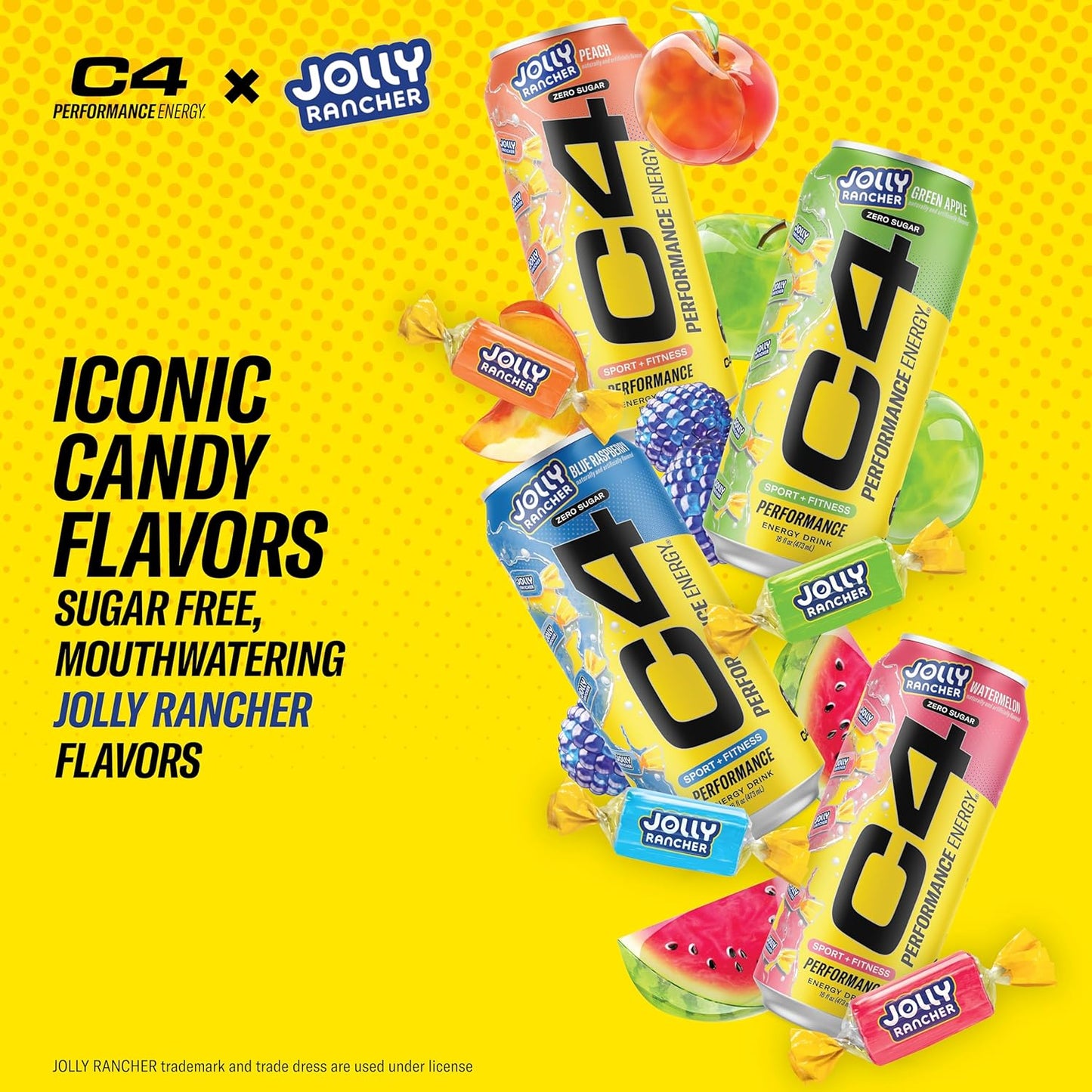 Cellucor C4 Performance Energy Drink | JOLLY RANCHER Variety Pack | Zero Sugar Carbonated Preworkout Energy | 200mg Caffeine with Beta Alanine | 16 Fl Oz (12 Pack)