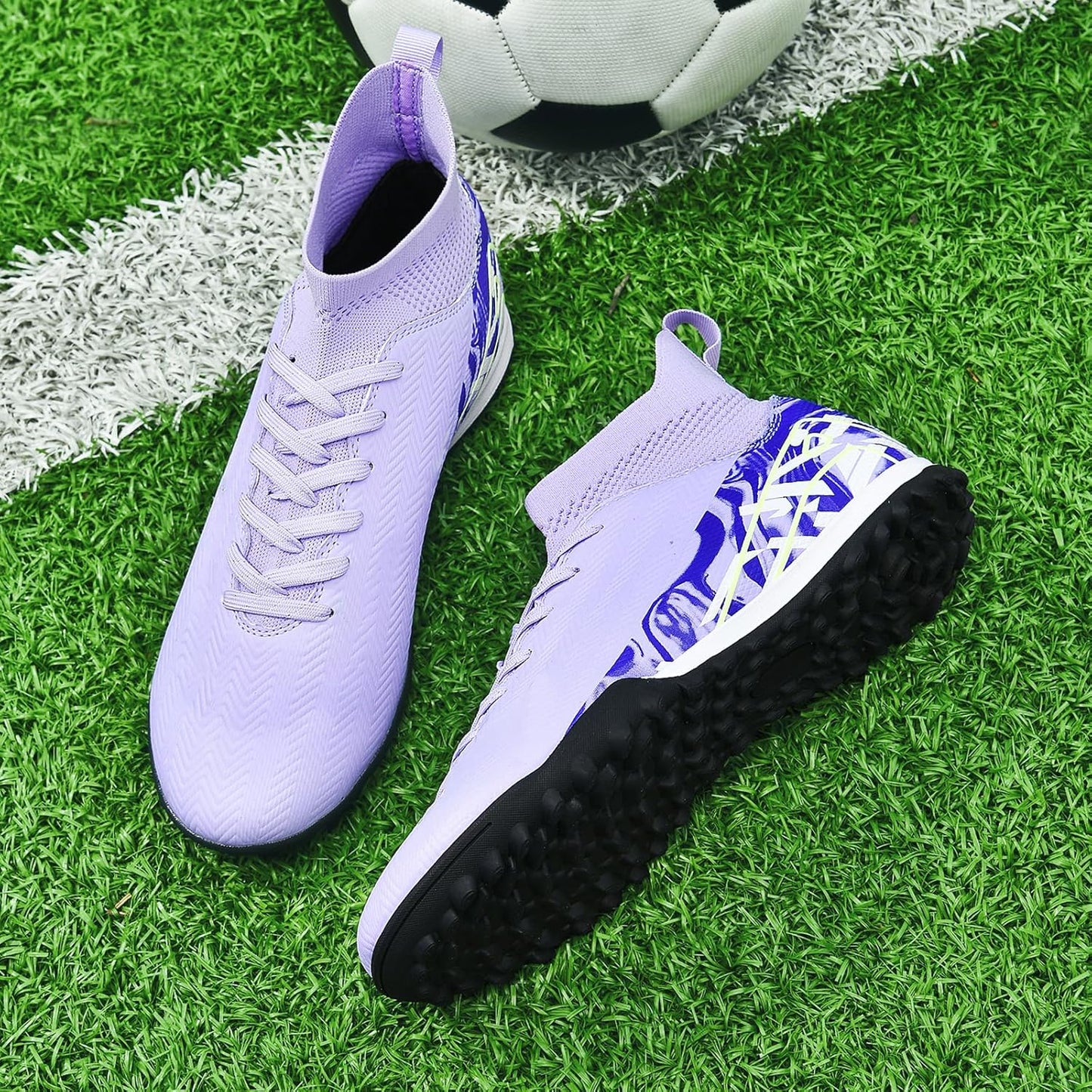 Indoor Soccer Cleats Mens Womens Turf Soccer Cleats Wide Socer Shoes FG AG TF High Ankle Football Boots