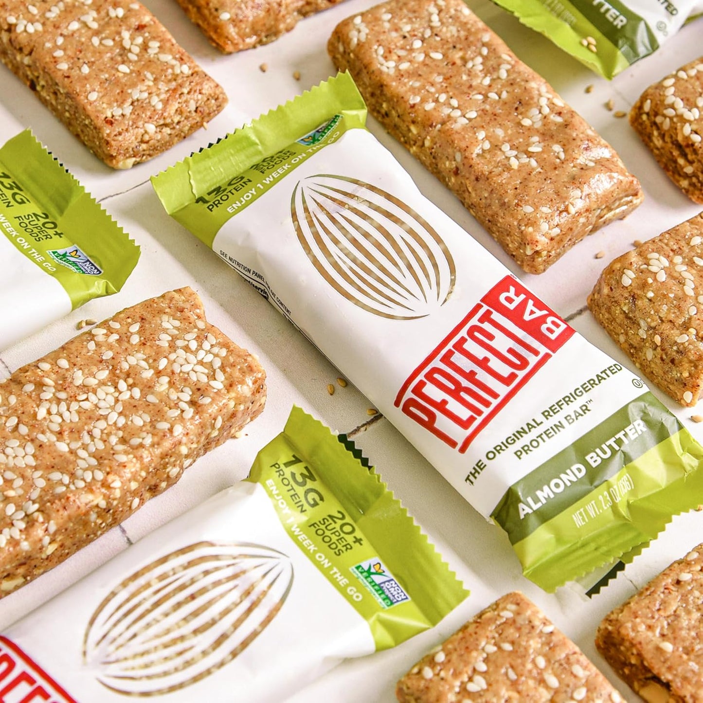 Perfect Bar Original Refrigerated Protein Bar, Almond Butter, 2.5 Ounce Bar, 8 Count (Pack of 3)