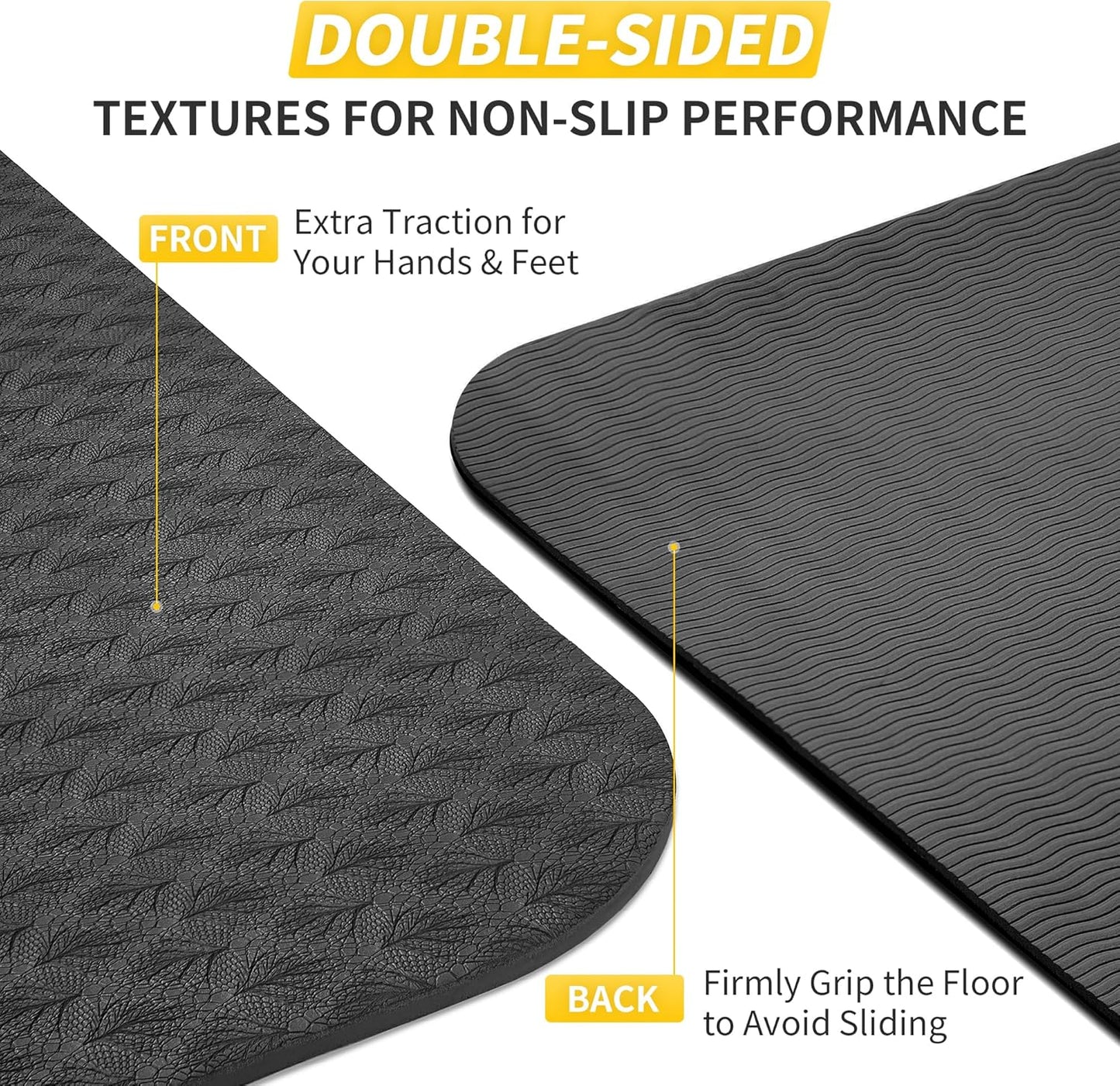 CAMBIVO Yoga Mat for Women Men Kids, 1/3 & 1/4 & 2/5 Inch Extra Thick Yoga Mat Non Slip, 72" x 24" TPE Yoga Mats, Workout Mat with Carrying Strap for Yoga, Pilates and Floor Exercises