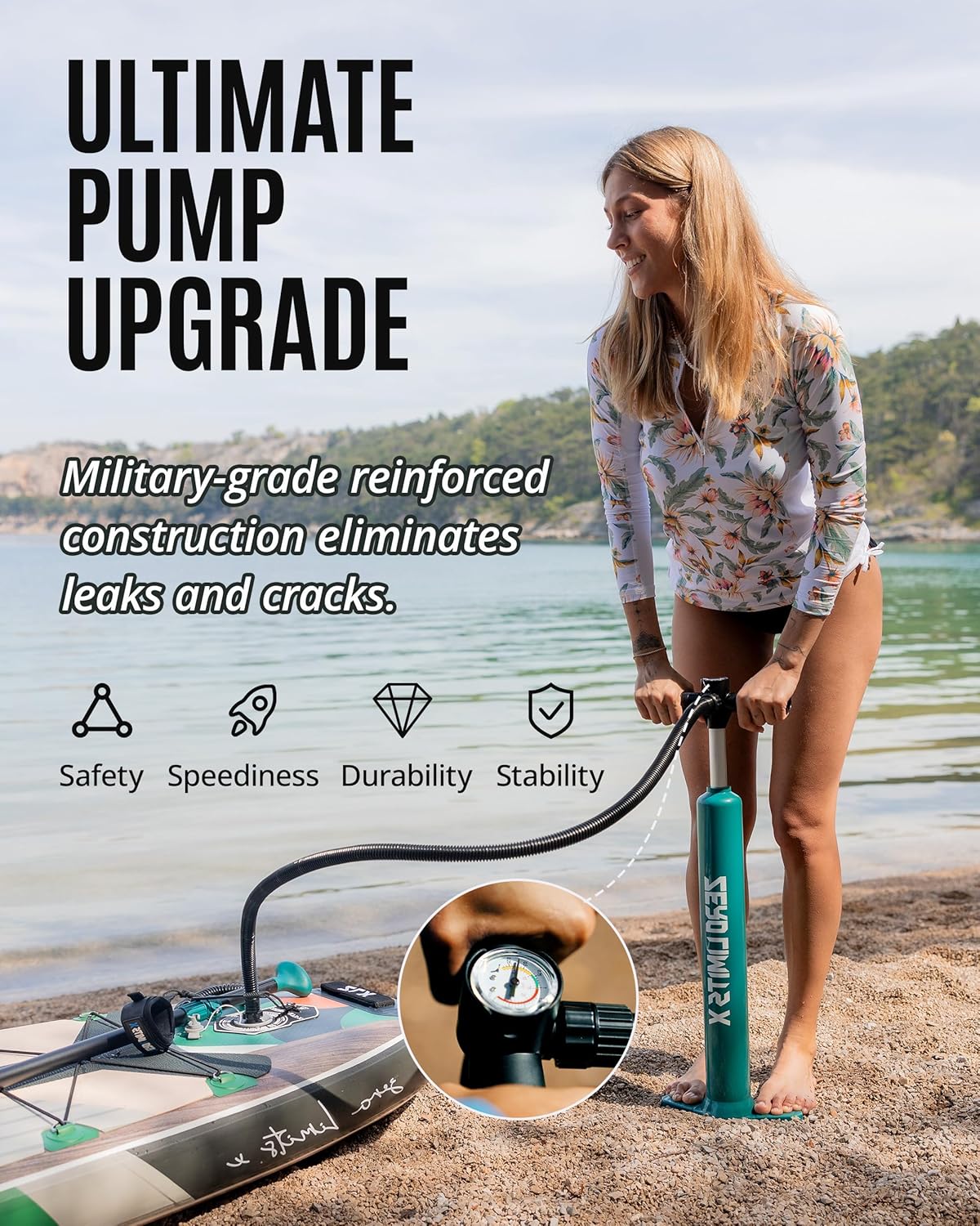 ZLX Inflatable Stand Up Paddle Board, 10'6" SUP Non-Slip Stable Deck Pad, Unique Center Fin, Premium Accessories, Portable Paddleboard for Adults, Beginners, All Skill Levels