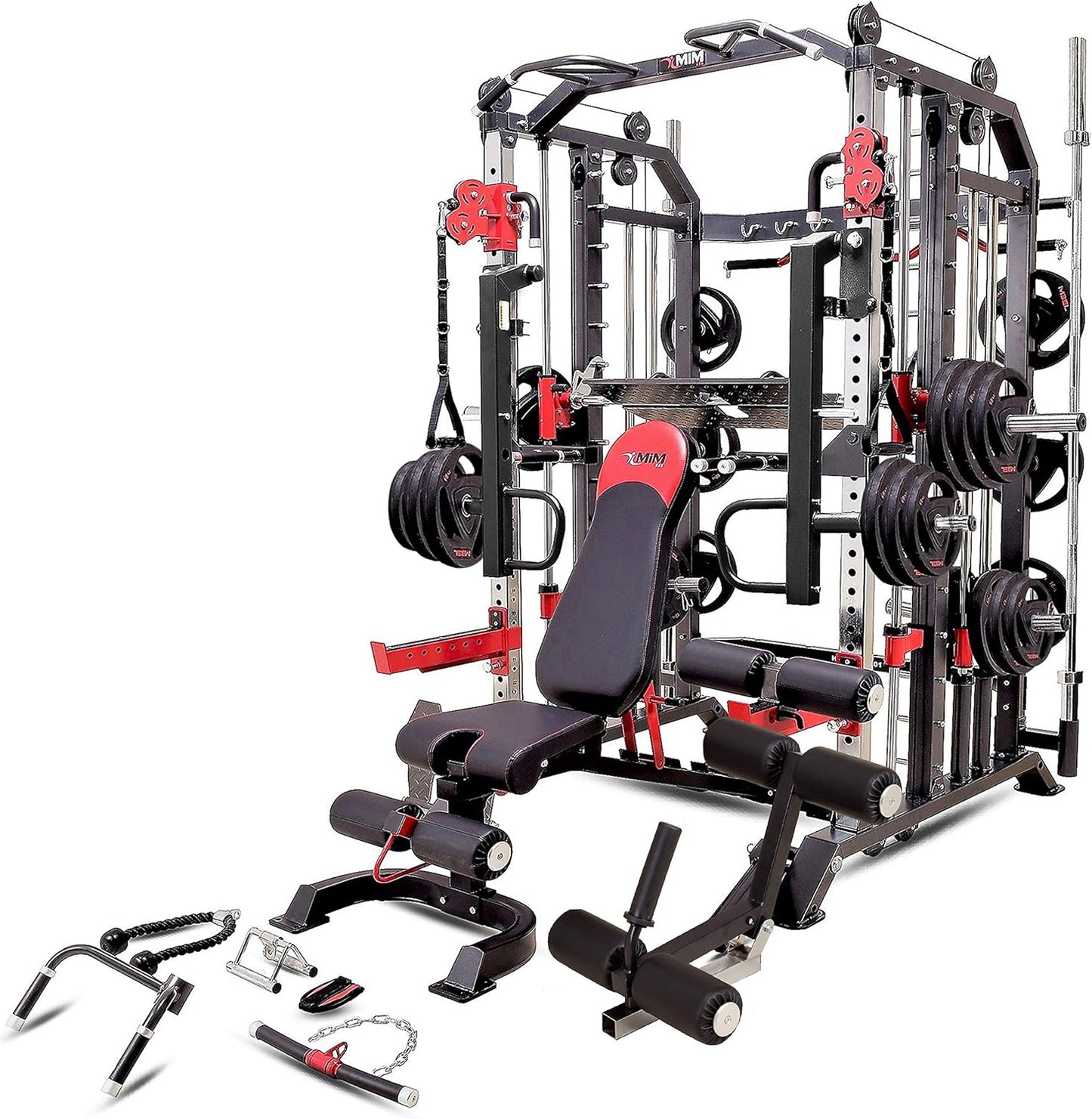 MiM USA Hercules 1001, The Commercial All in One Gym Machine w/ Leg Press, Adj Bench, Jammer Arms, Leg Extension & Complete Attachment