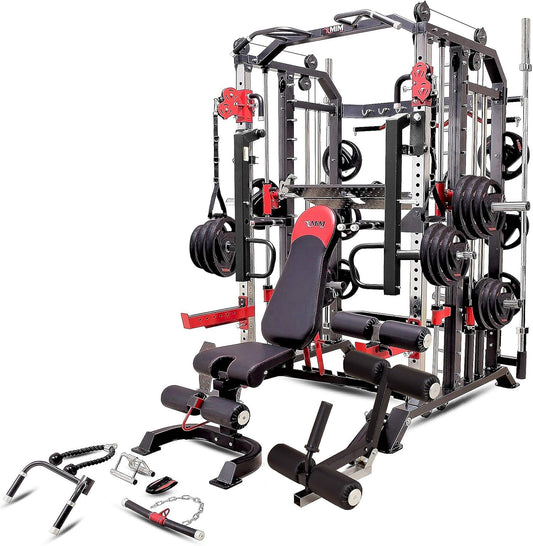 MiM USA Hercules 1001, The Commercial All in One Gym Machine w/ Leg Press, Adj Bench, Jammer Arms, Leg Extension & Complete Attachment