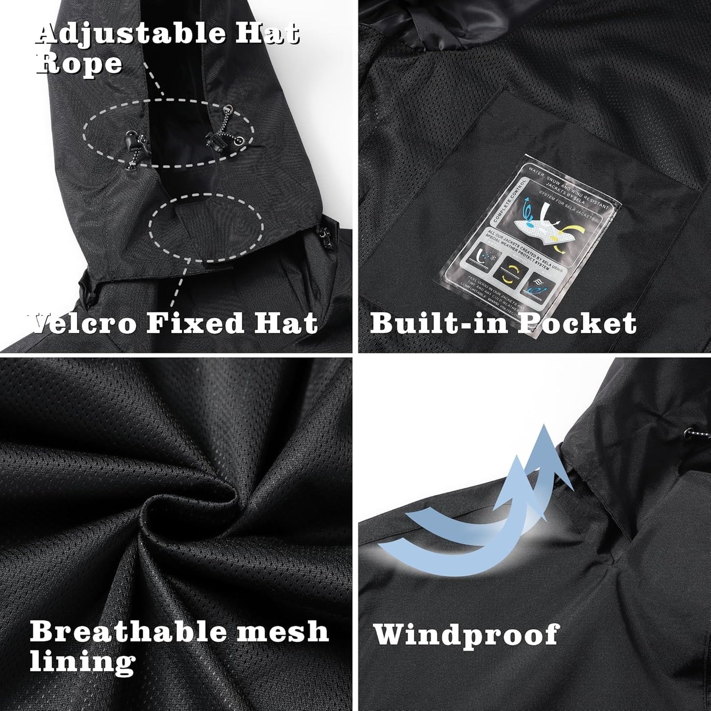 GIISAM Rain Jacket for Men, Mens Waterproof Raincoat Lightweight Rain Jackets Outdoor Rain Coat Windbreaker with Hood