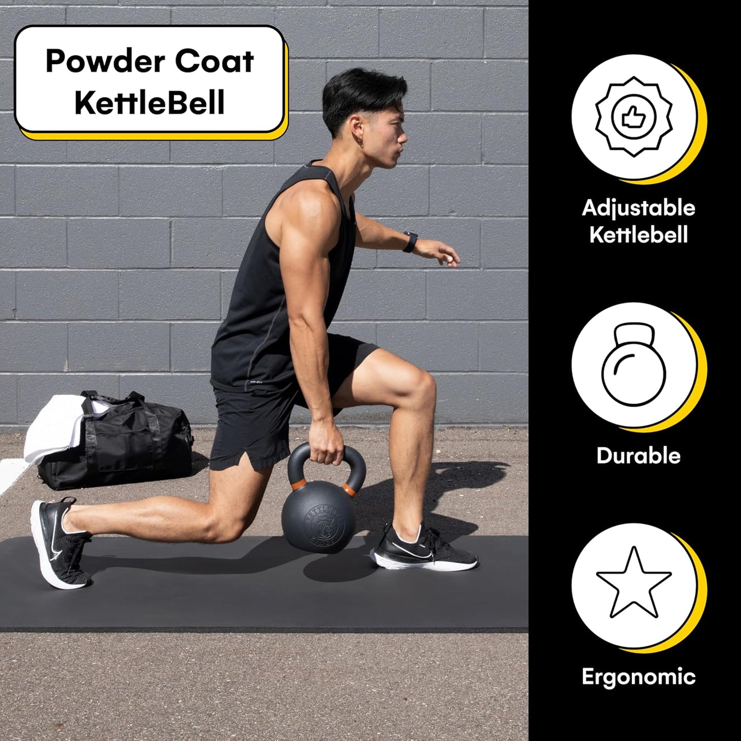 Kettlebell Kings Powder Coated Kettlebell Weights 5-90 LB | Workout Gym Equipment & Strength training sets for Women & Men | Durable Coating for Grip Strength, Rust Prevention