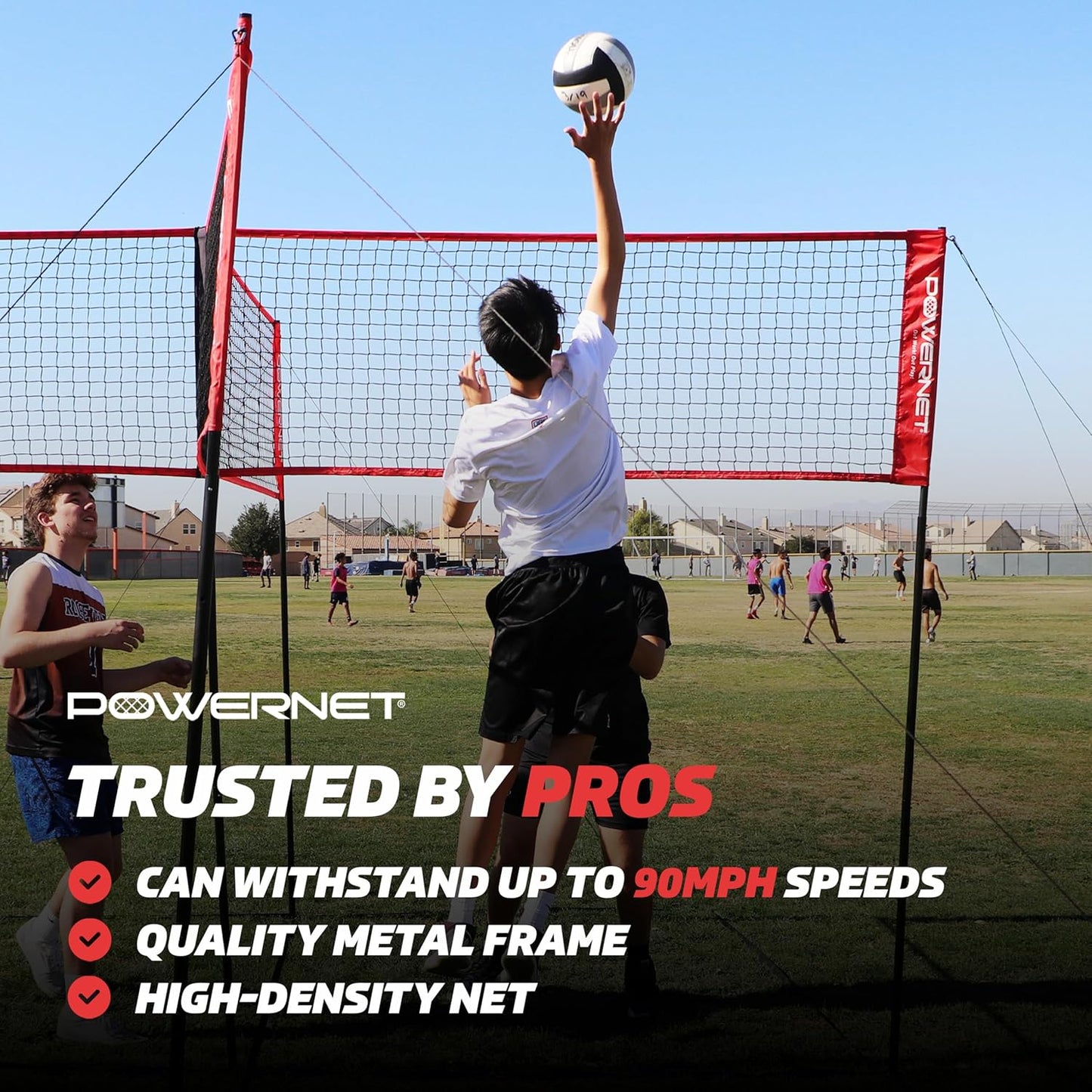 PowerNet Four Square Volleyball Net, Fun New Game, Play at The Park or Beach, 2 Versions