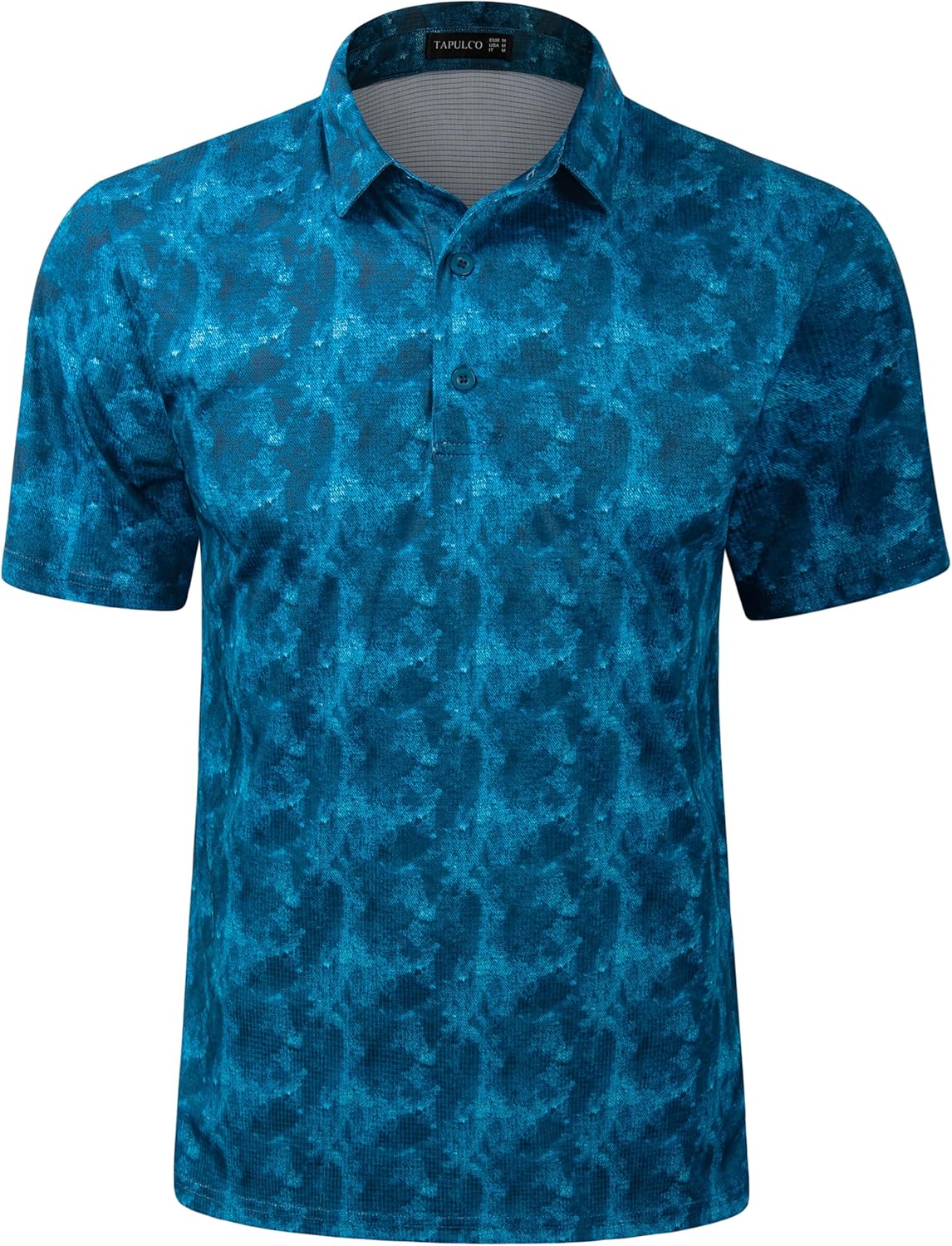 TAPULCO Mens Quick Dry Polo Shirts Camouflage Pattern Performance Athletic Lightweight Breathable Casual Golf Tshirts