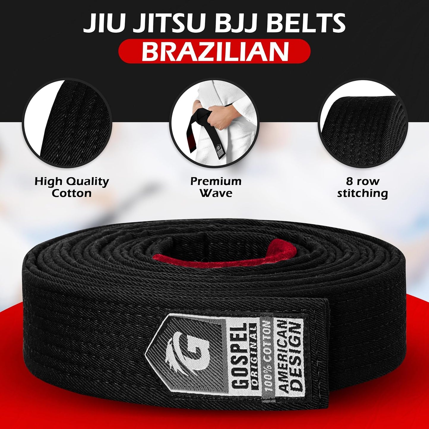 GOSPEL Vintage Series BJJ Belt for Men & Women | Brazilian Jiu Jitsu Belt with Vintage Colors