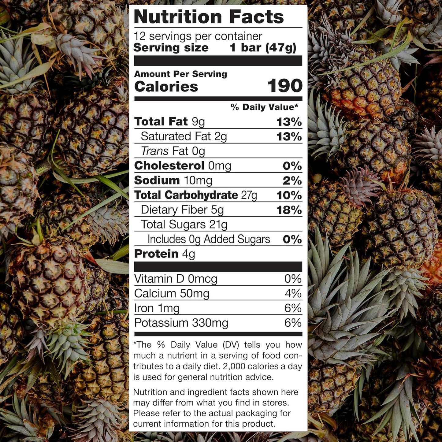 JONESBAR (Pineapple and Coconut, 12 Count (Pack of 1)), USDA Organic Fruit & Nut Bar, Non-GMO, Kosher, Vegan, Gluten Free, Simple Snack Bar