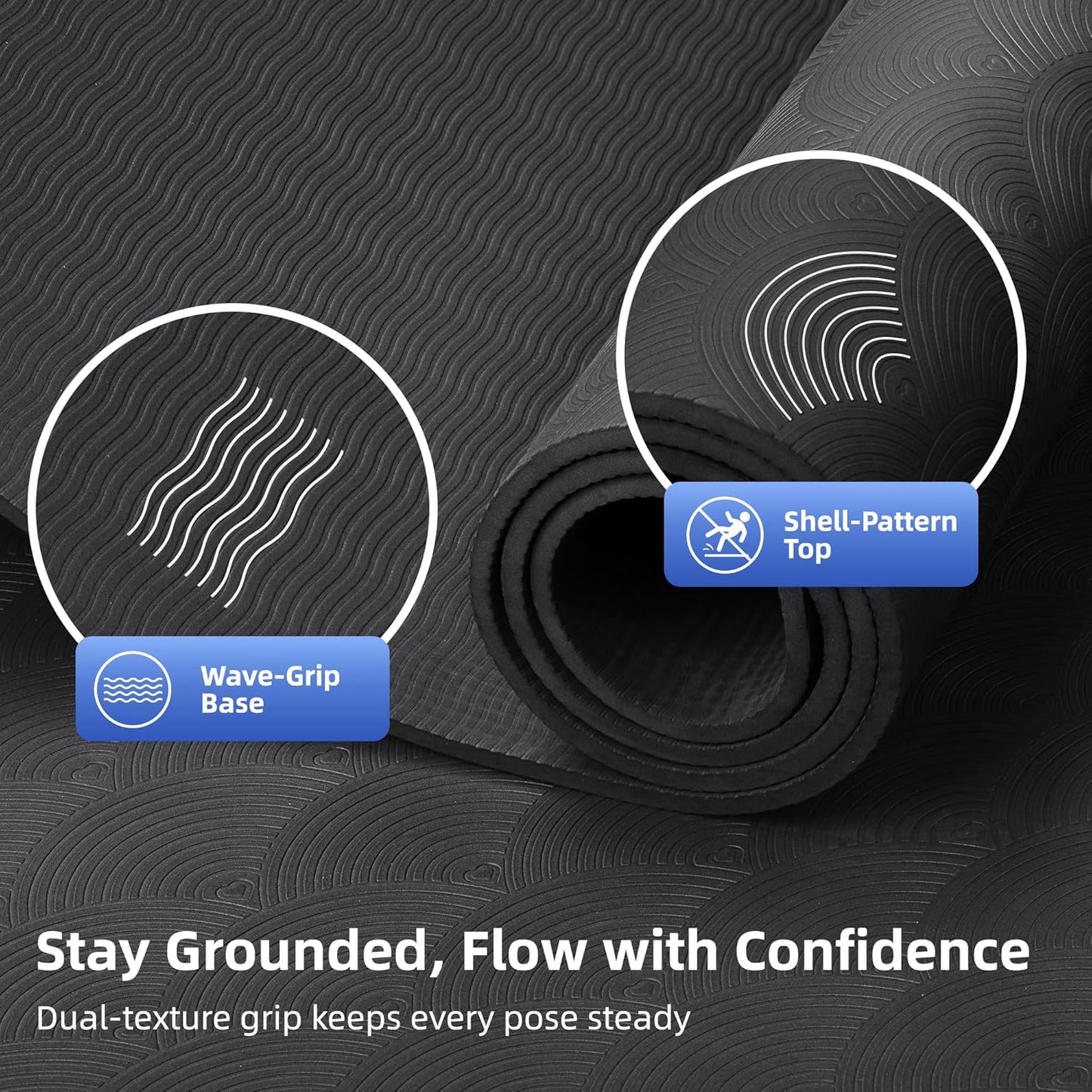 Extra Large Yoga Mat - 72"x35", 72"x48", 78"x57" - Wide TPE Exercise Mat for Home, Stretching, Couples & Family Workouts - 6-12mm Thick, Non-Slip & Waterproof - with Carry Bag and Straps