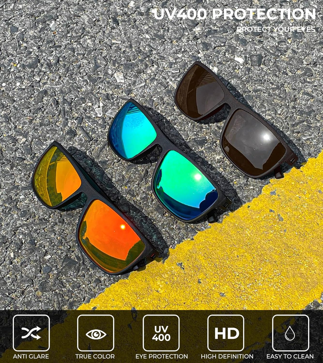 KALIYADI Polarized Sunglasses for Men, Lightweight Sun Glasses with UV Protection for Driving Fishing Golf