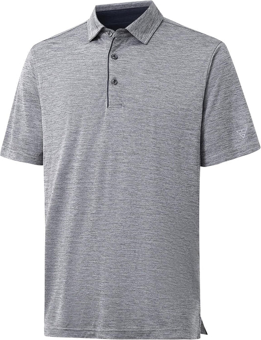 M MAELREG Golf Shirts for Men Short Sleeve Dry Fit Casual Striped Performance Moisture Wicking Collared Mens Polo Shirts